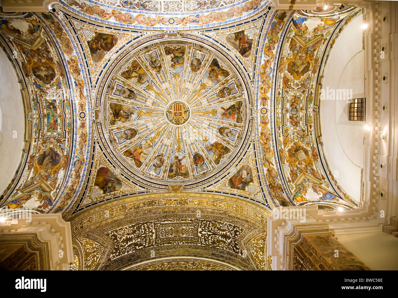 The ceiling of the Museum of Fine Arts, Seville, Spain (Museo de Bellas Artes) Stock Photo