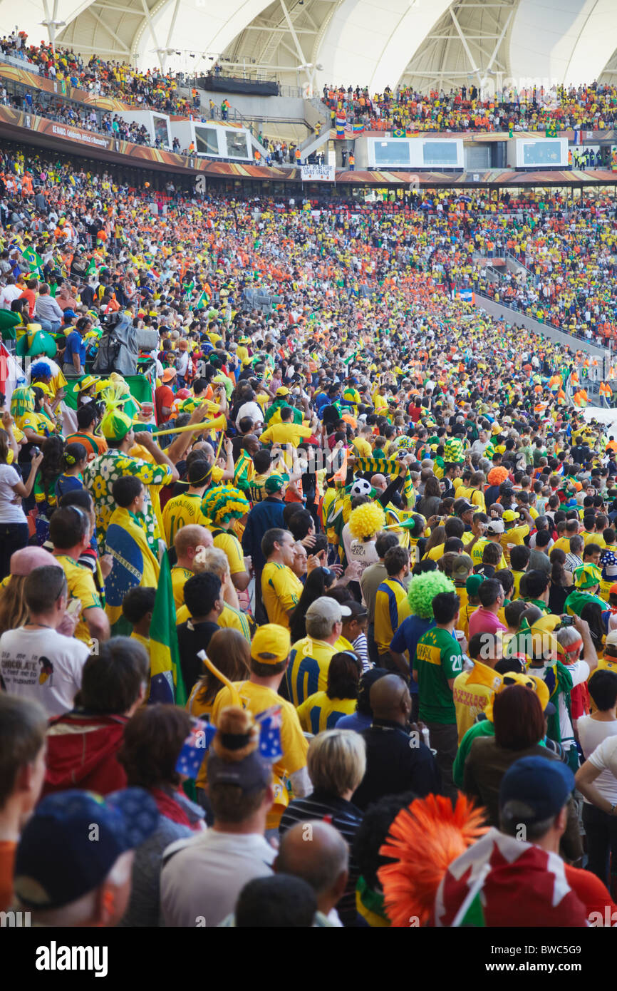 Football fans at World Cup match, Port Elizabeth, Eastern Cape, South Africa Stock Photo