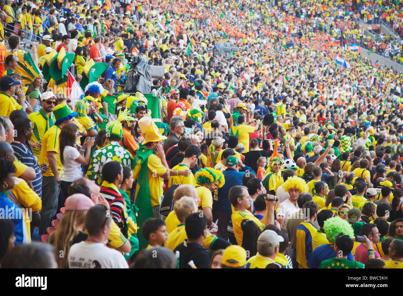 Football fans at World Cup match, Port Elizabeth, Eastern Cape, South Africa Stock Photo