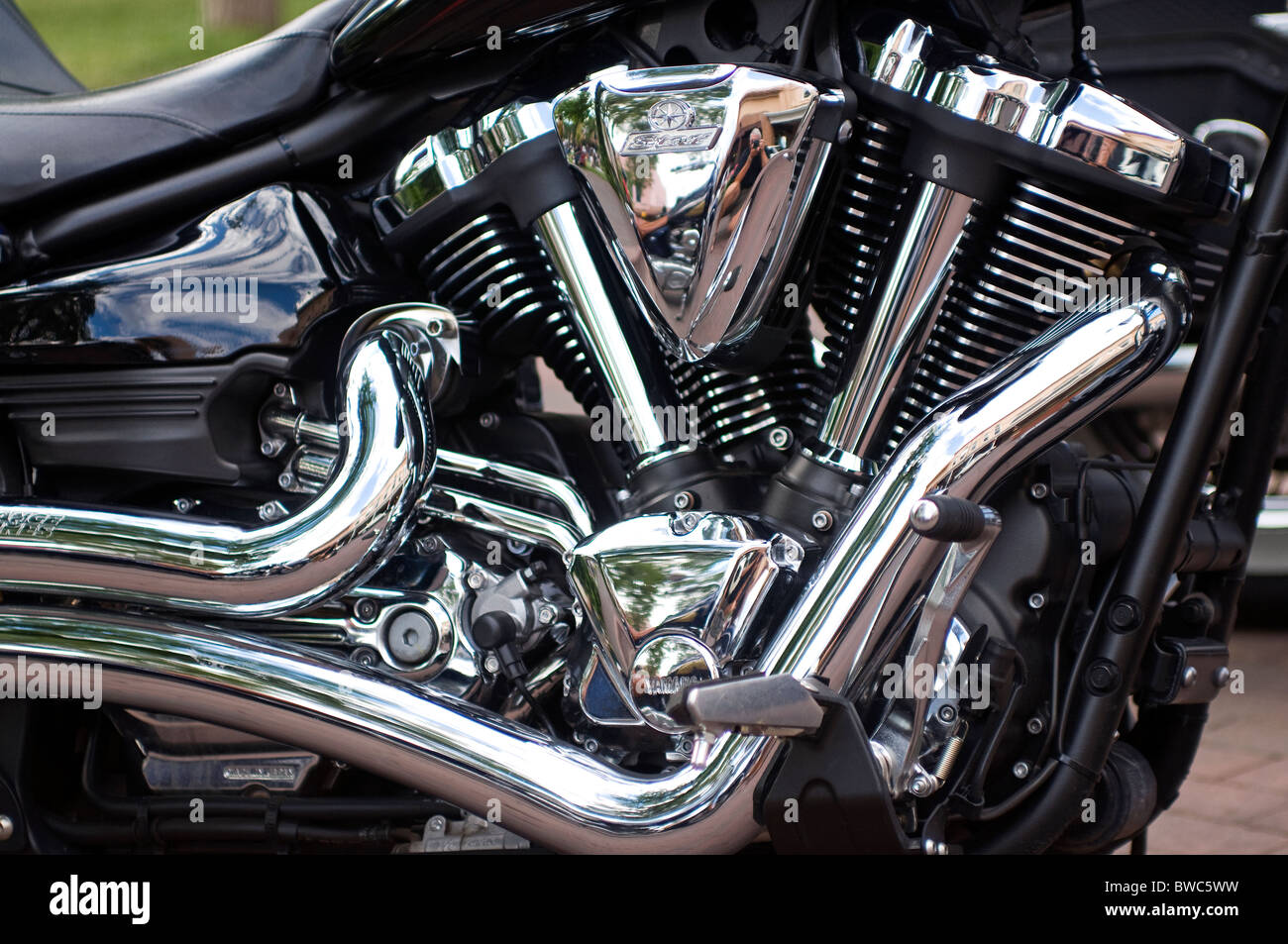 Side view of Yamaha motorcycle engine Stock Photo - Alamy
