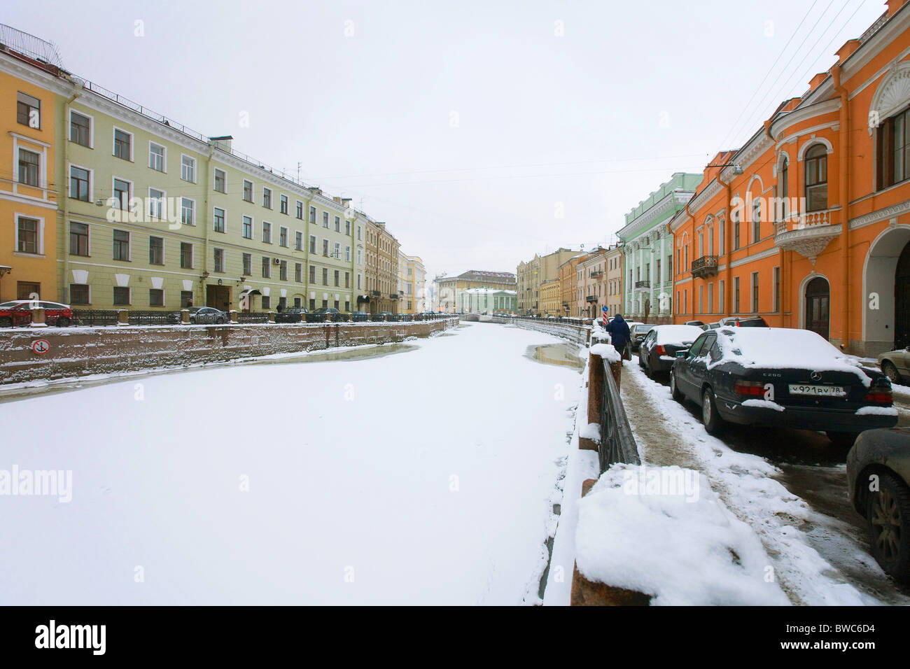 Moika River, looking towards the 'Winter Palace' Nineteenth Century Architecture, St Petersburg Russia Stock Photo