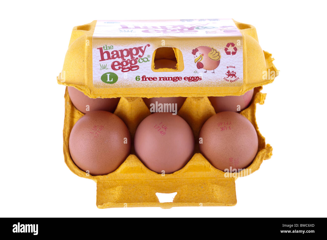 Six boxed free range eggs from the happy egg co Stock Photo