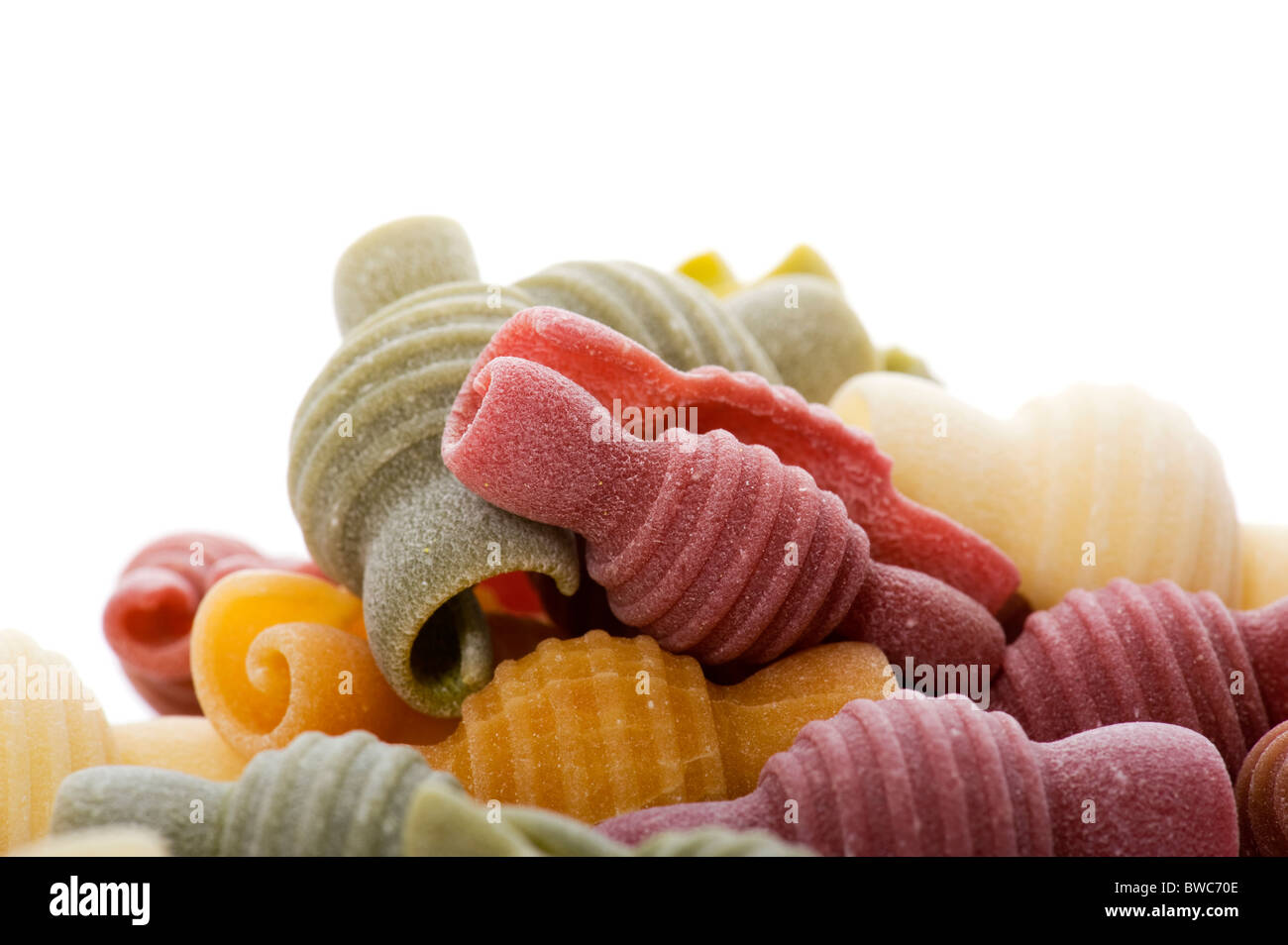 object on white food colored pasta close up Stock Photo Alamy