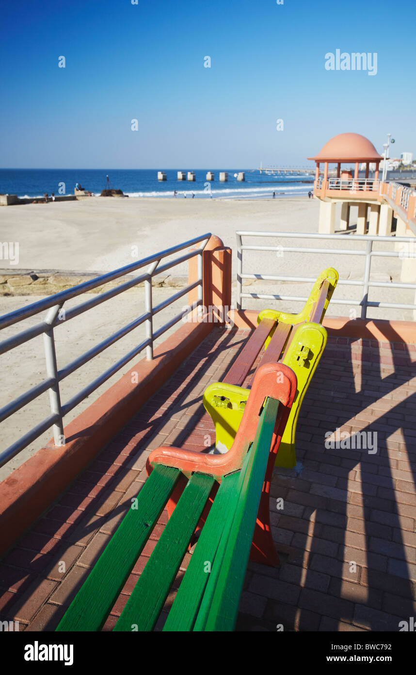 Colourful benches on beachfront, Humewood, Port Elizabeth, Eastern Cape
