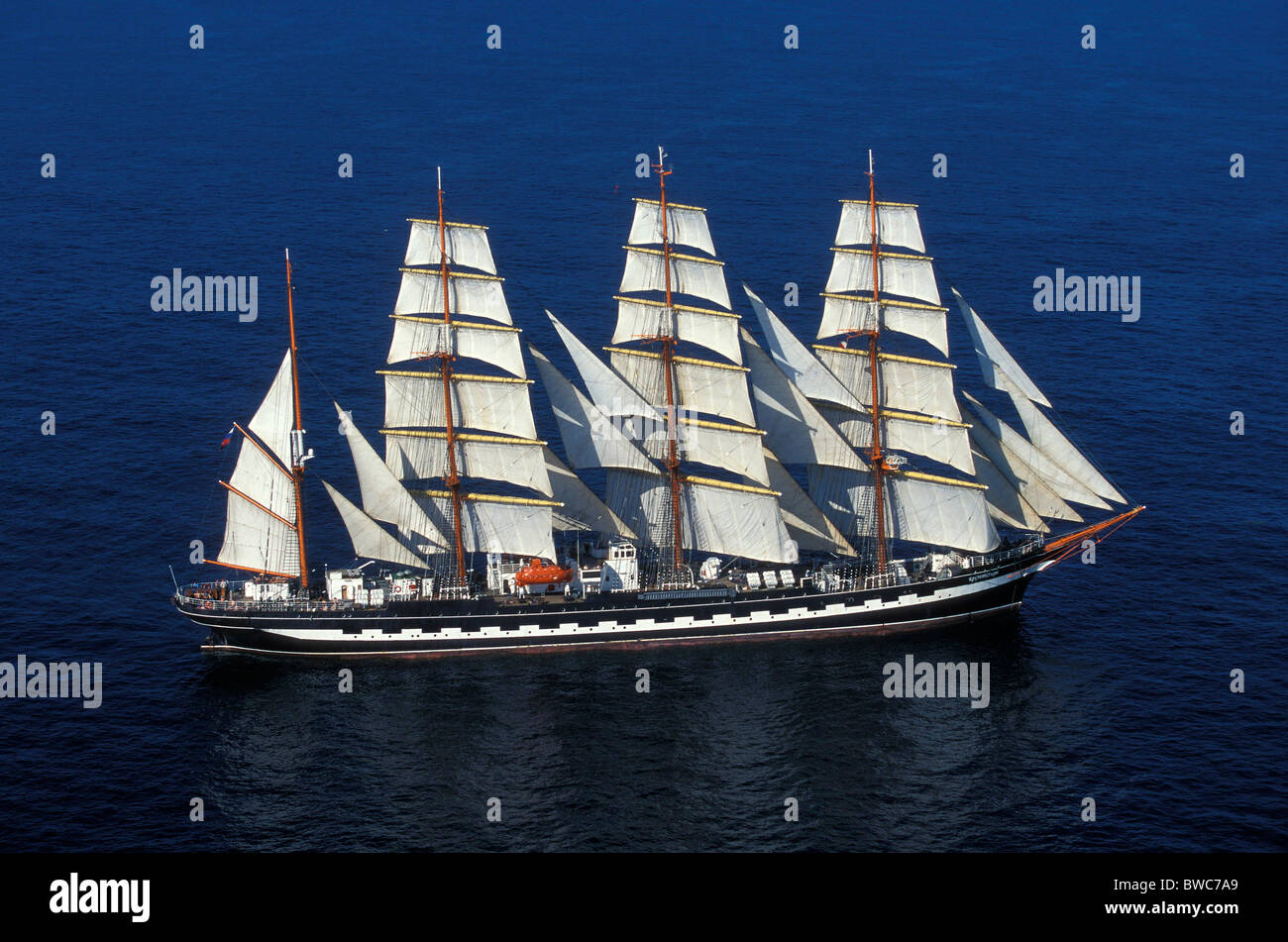 Four masted barque 'Le Kruzenstern', Cutty Sark Tall Ships race, 1999 Stock Photo