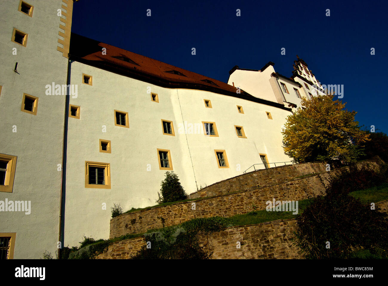 Colditz Castle where high ranking Allied officers were held in WWII as prisoners of war in escape proof prison Oflag IV-C Stock Photo
