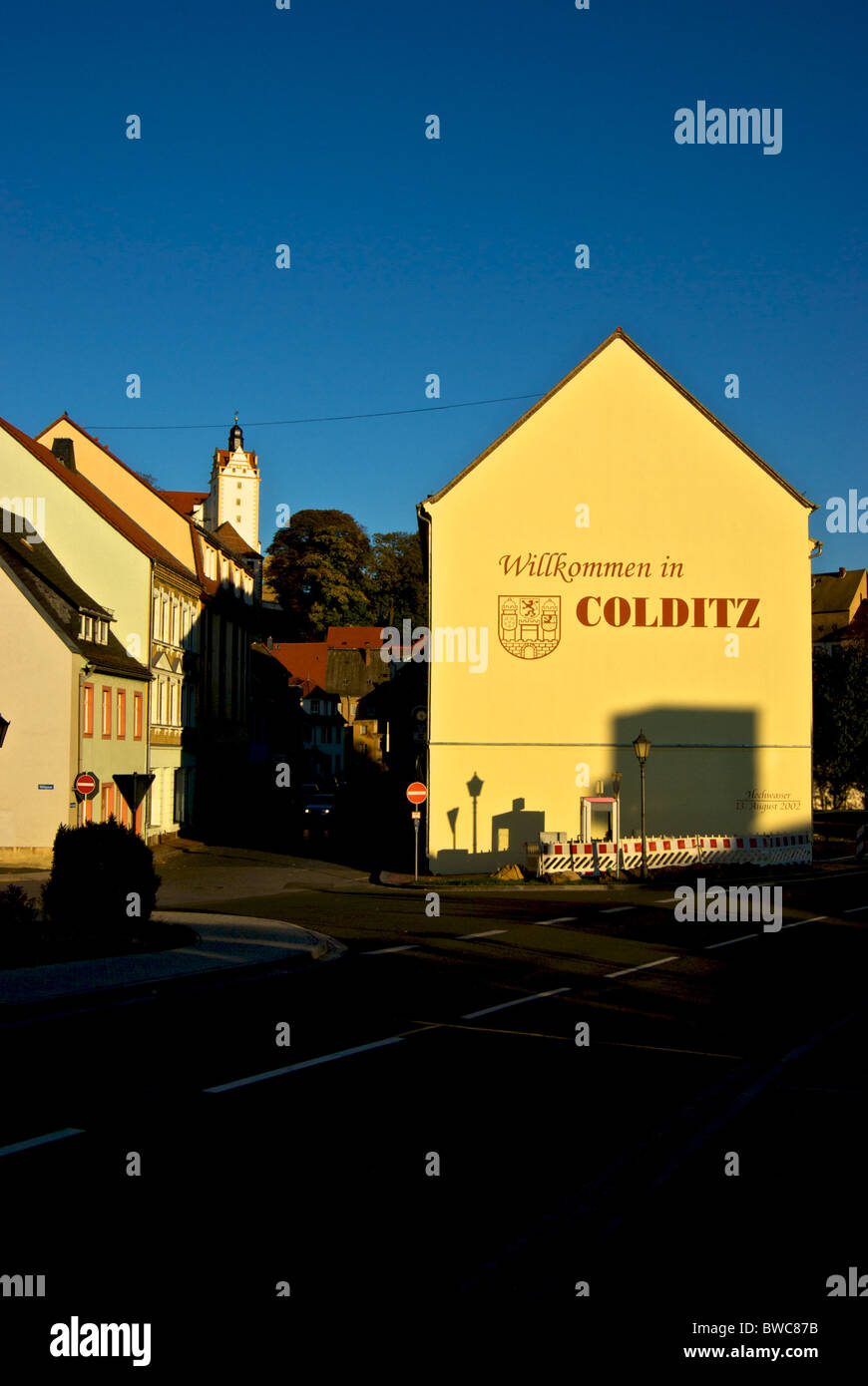 Colditz village site of castle where high ranking Allied officers were held in WWII as prisoners of war in escape proof prison Stock Photo