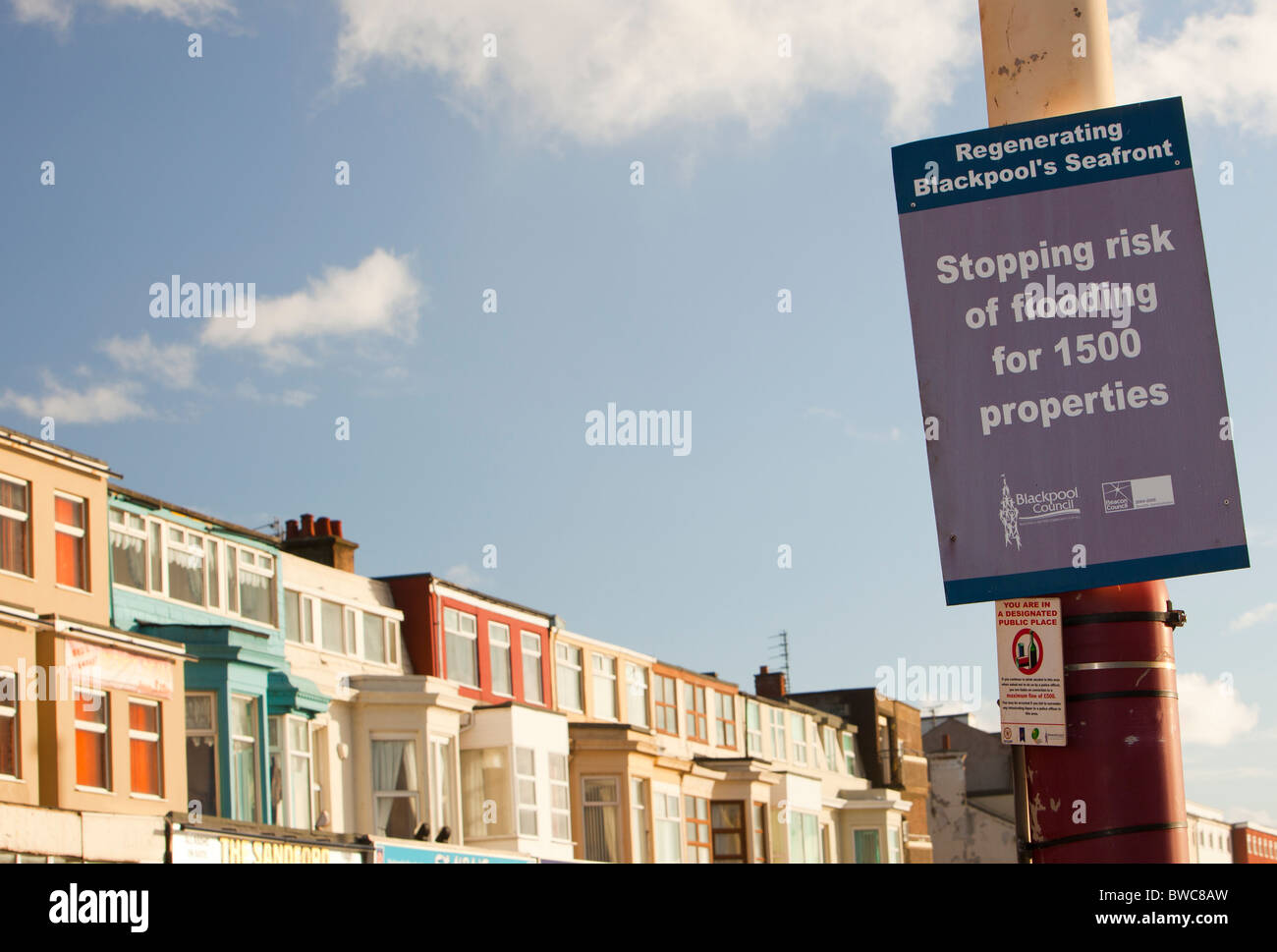 £millions have been spent on the sea wall in Blackpool to help protect the town from coastal flooding Stock Photo