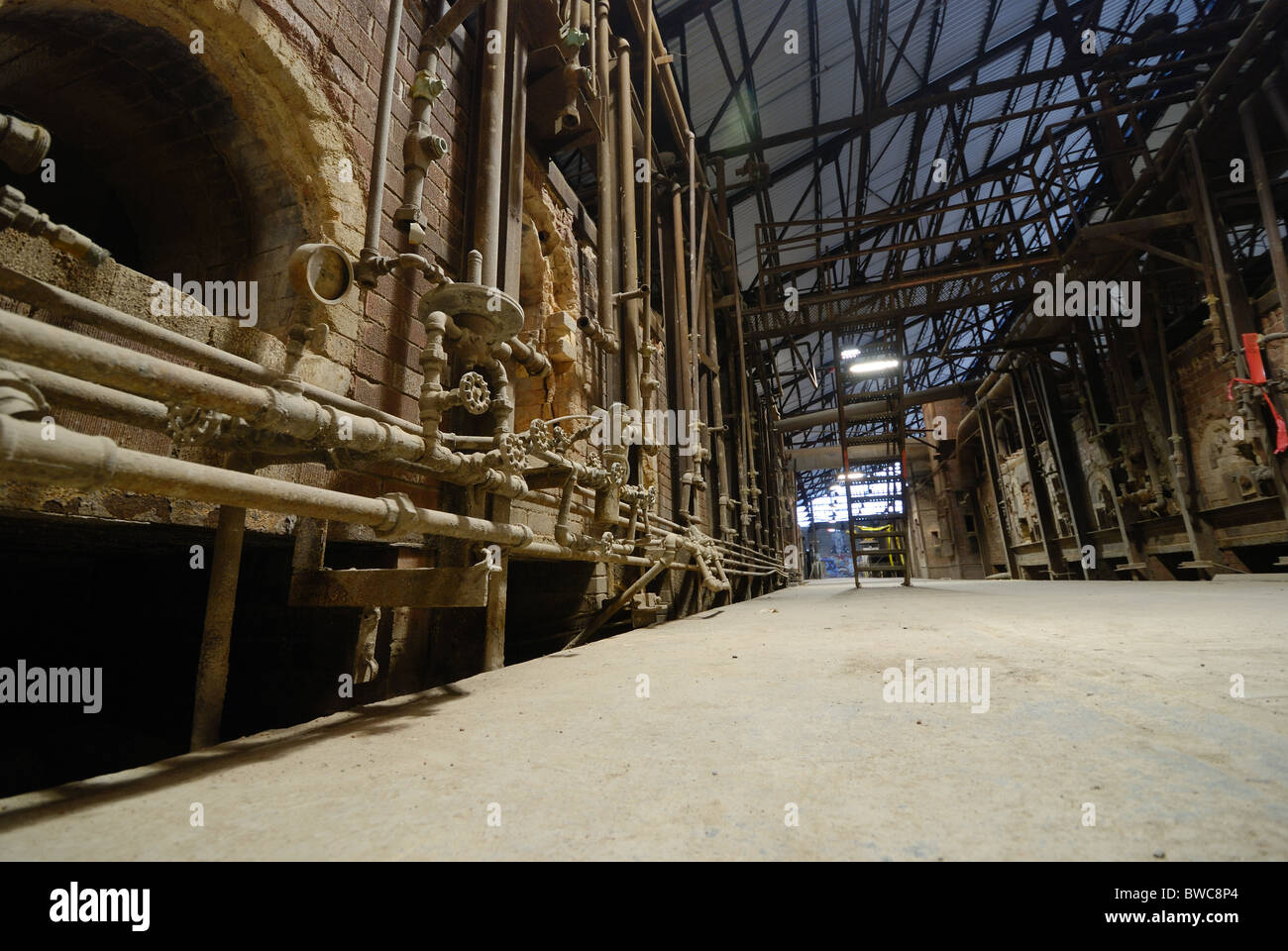 Remnants of piping and the ovens used for the making of bricks in the