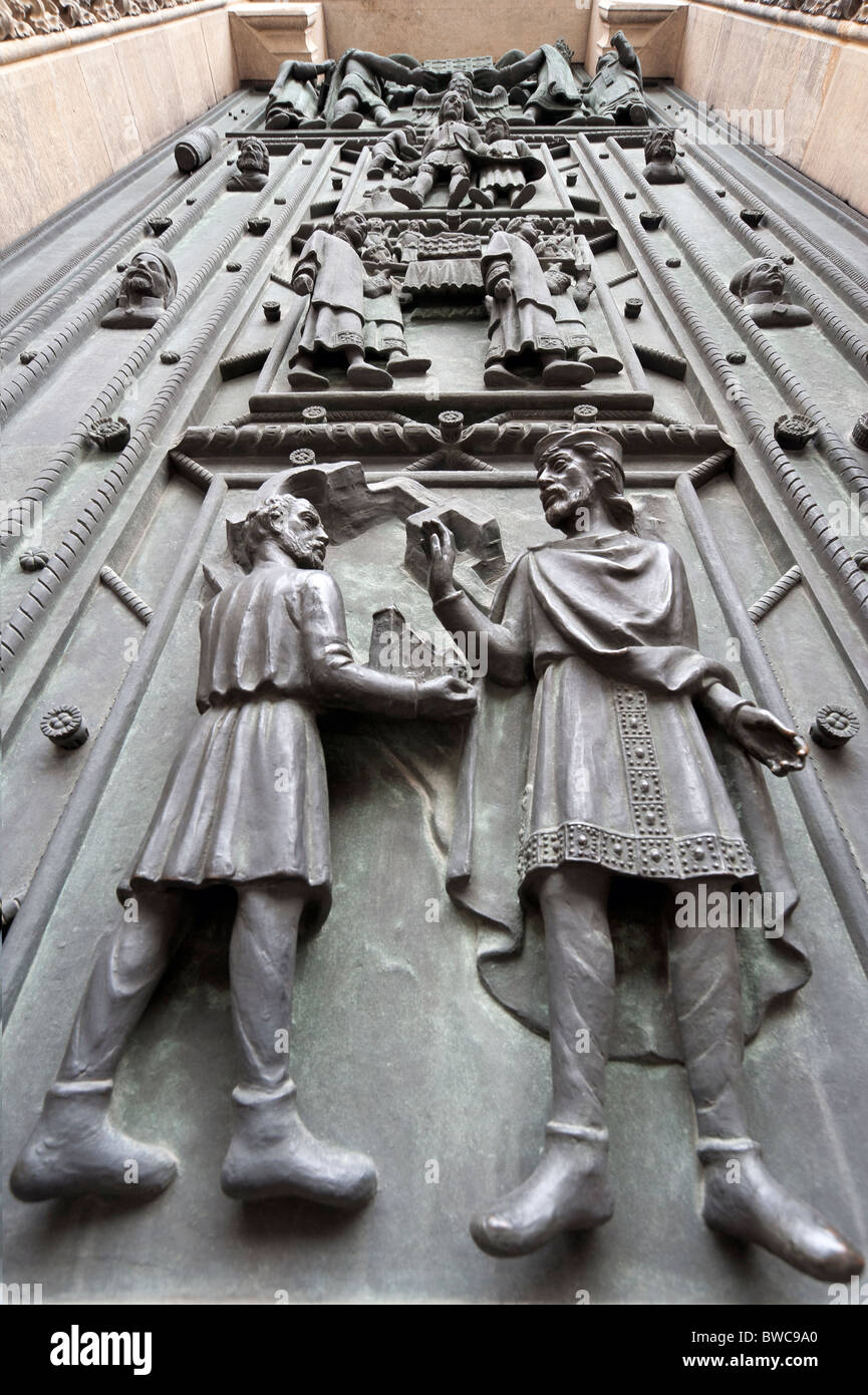 Detail of front door to St Vitus Cathedral Prague Stock Photo