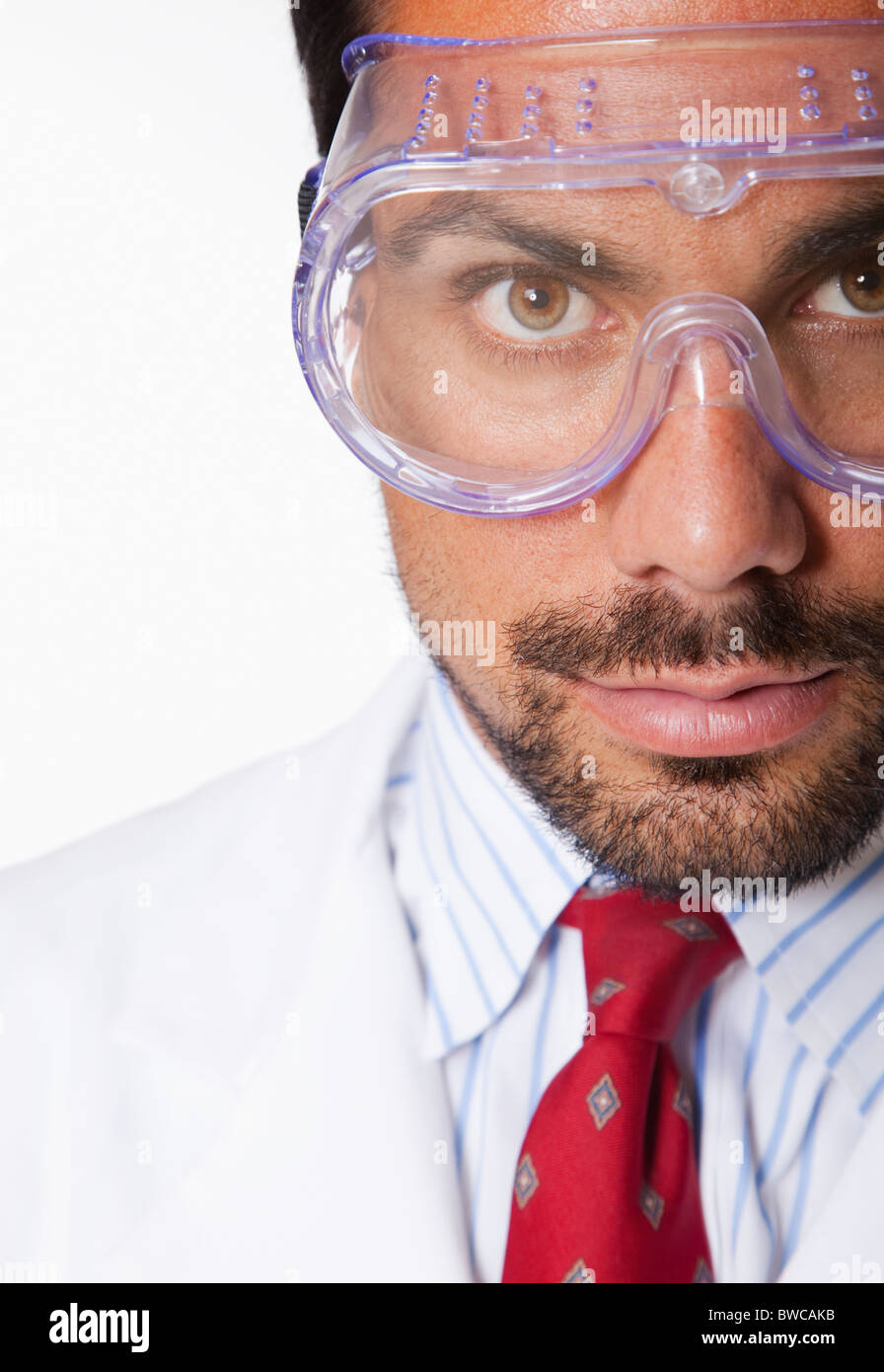 USA, California, Fairfax, Portrait of scientist wearing protective glasses Stock Photo