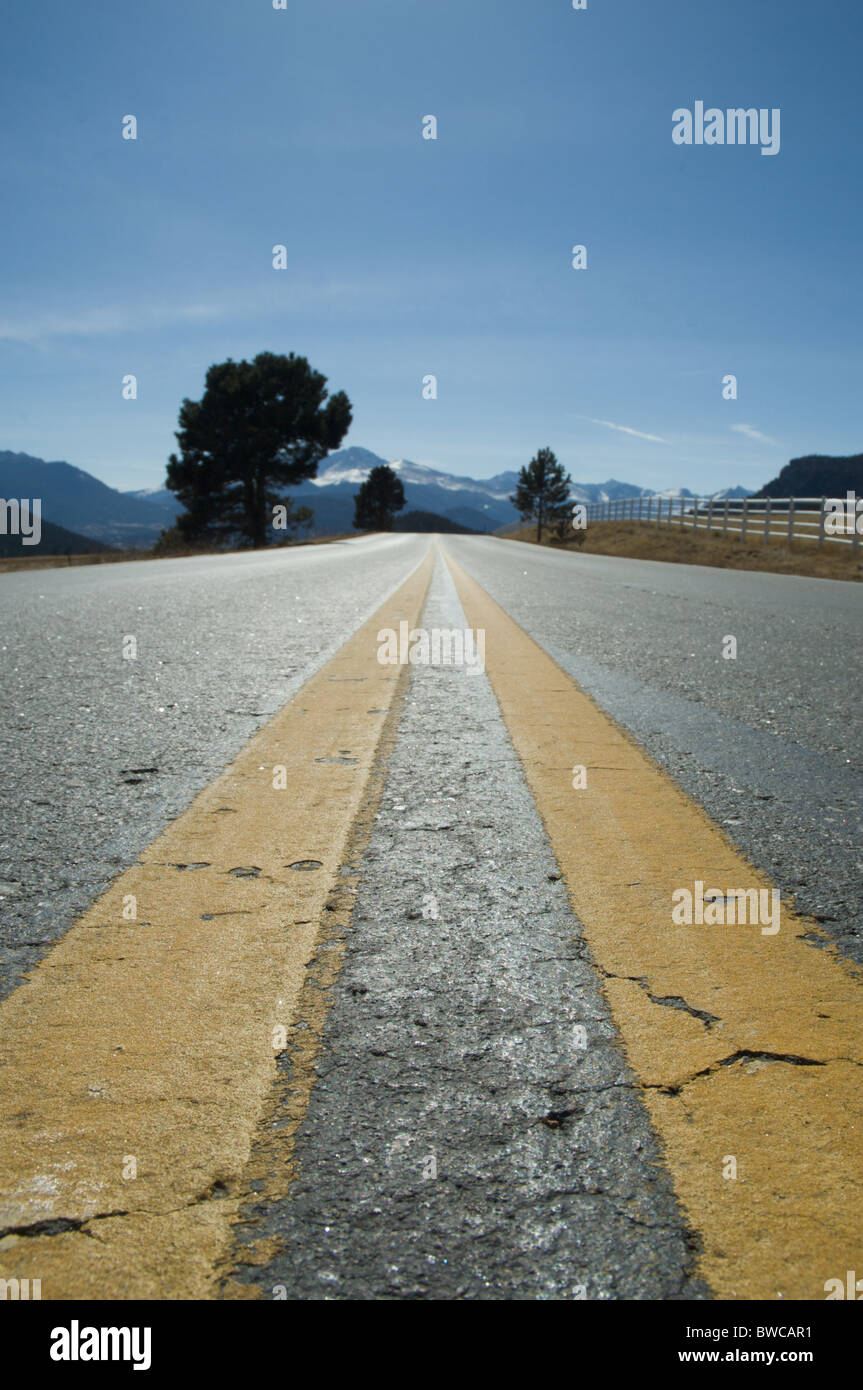 The road leading to Estes Park, Co. Stock Photo