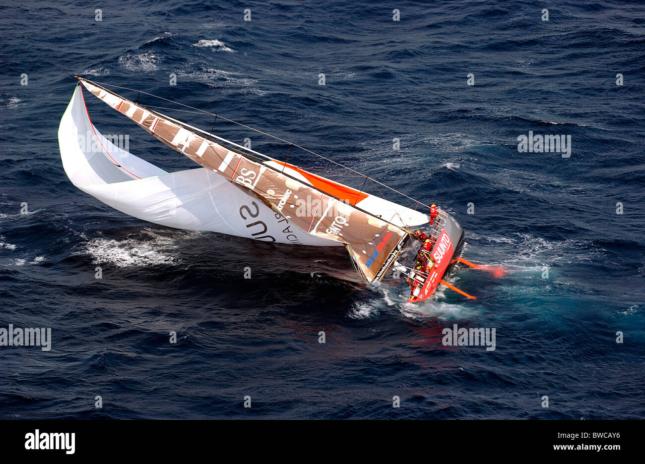 Amer Sport 1 broaches off Sydney Australia during the Volvo Ocean Race, Dec 4 2001. Stock Photo