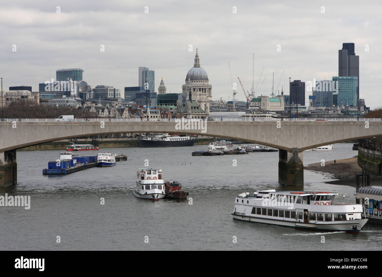 View on the Thames and the City in London Stock Photo