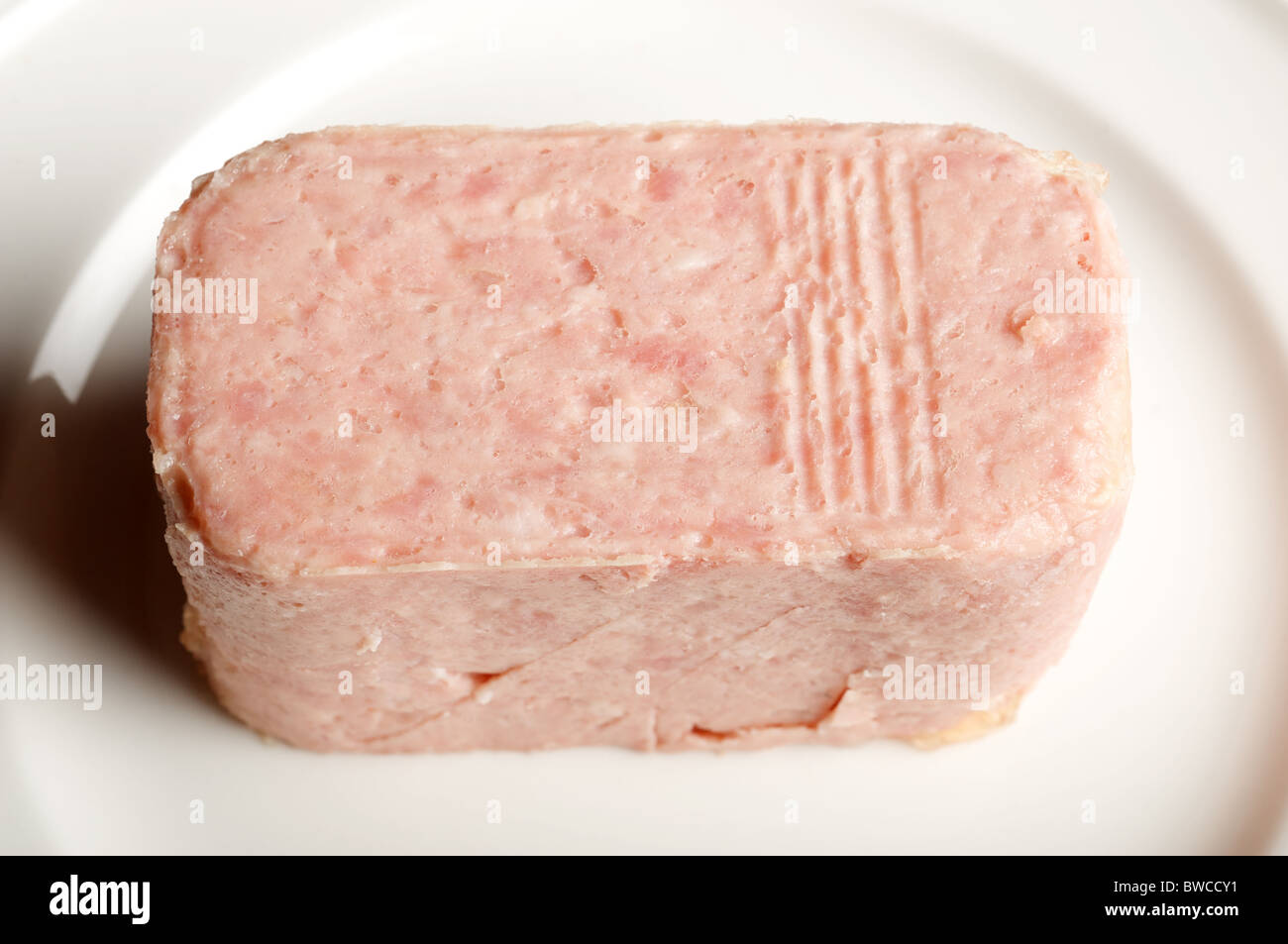 Spam lite chopped pork and ham Stock Photo Alamy