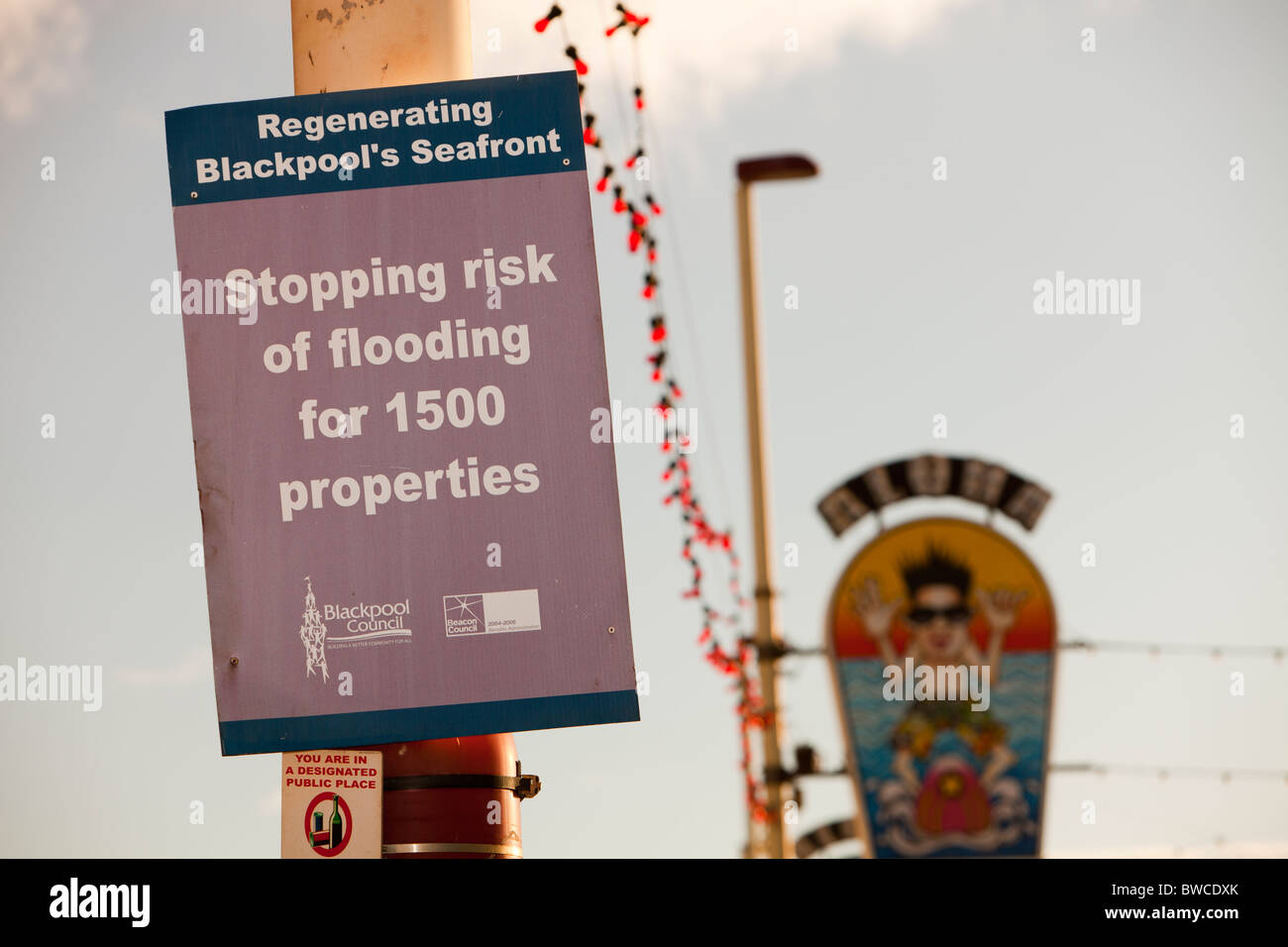 £millions have been spent on the sea wall in Blackpool to help protect the town from coastal flooding. Stock Photo