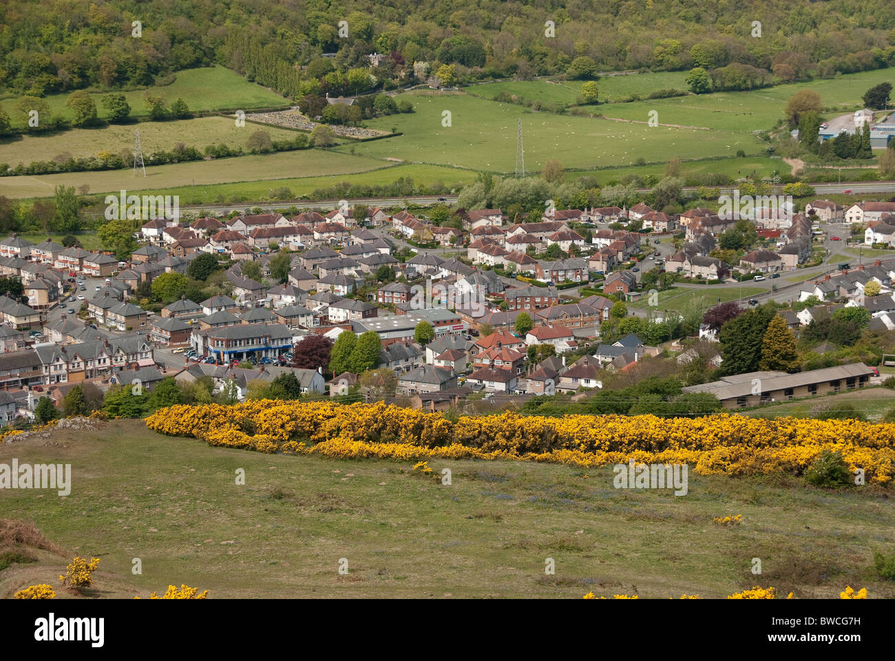 The town of Mochdre North Wales Stock Photo Alamy