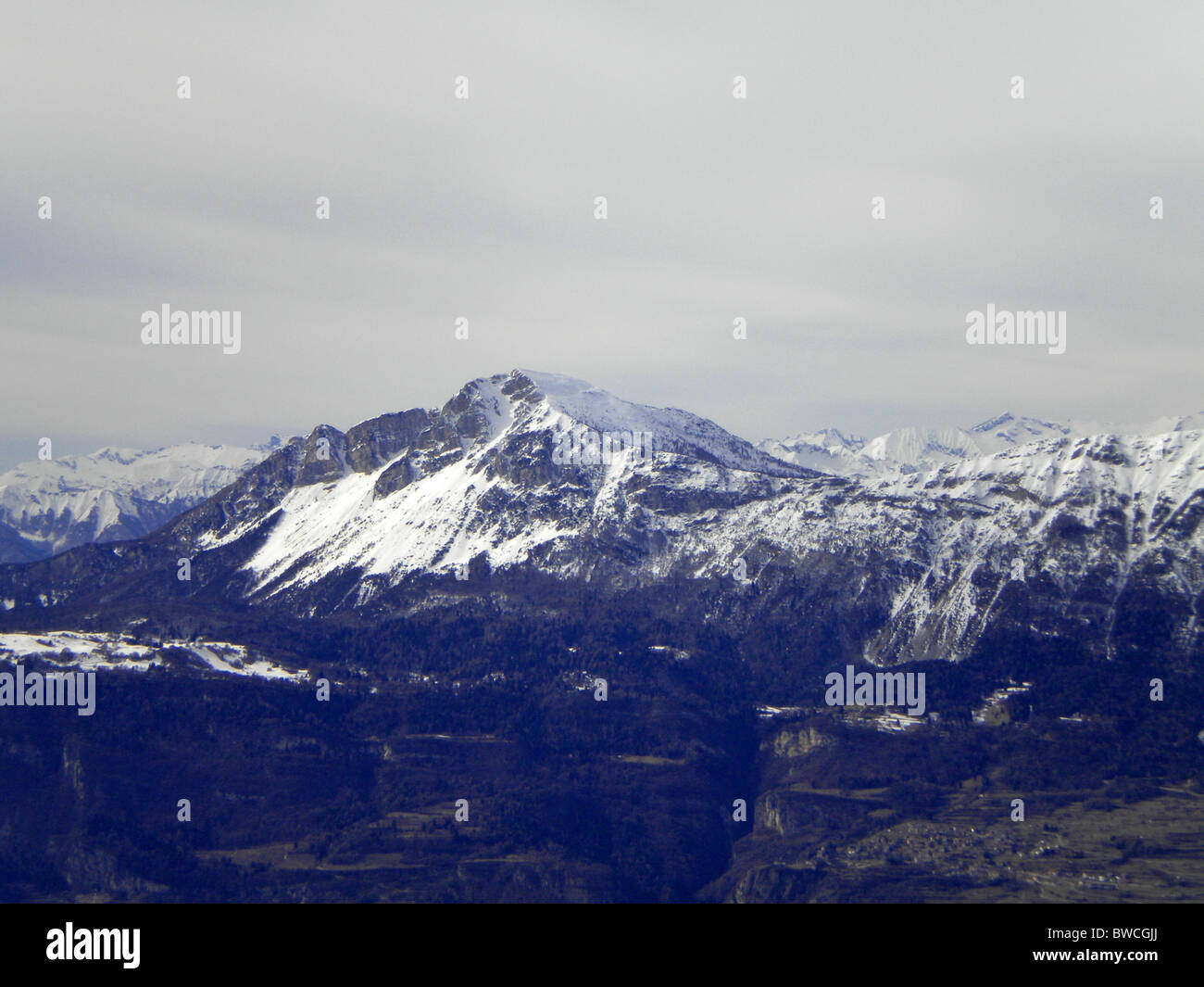 winter landscape with snow and pine trees cloudy sky background Stock ...