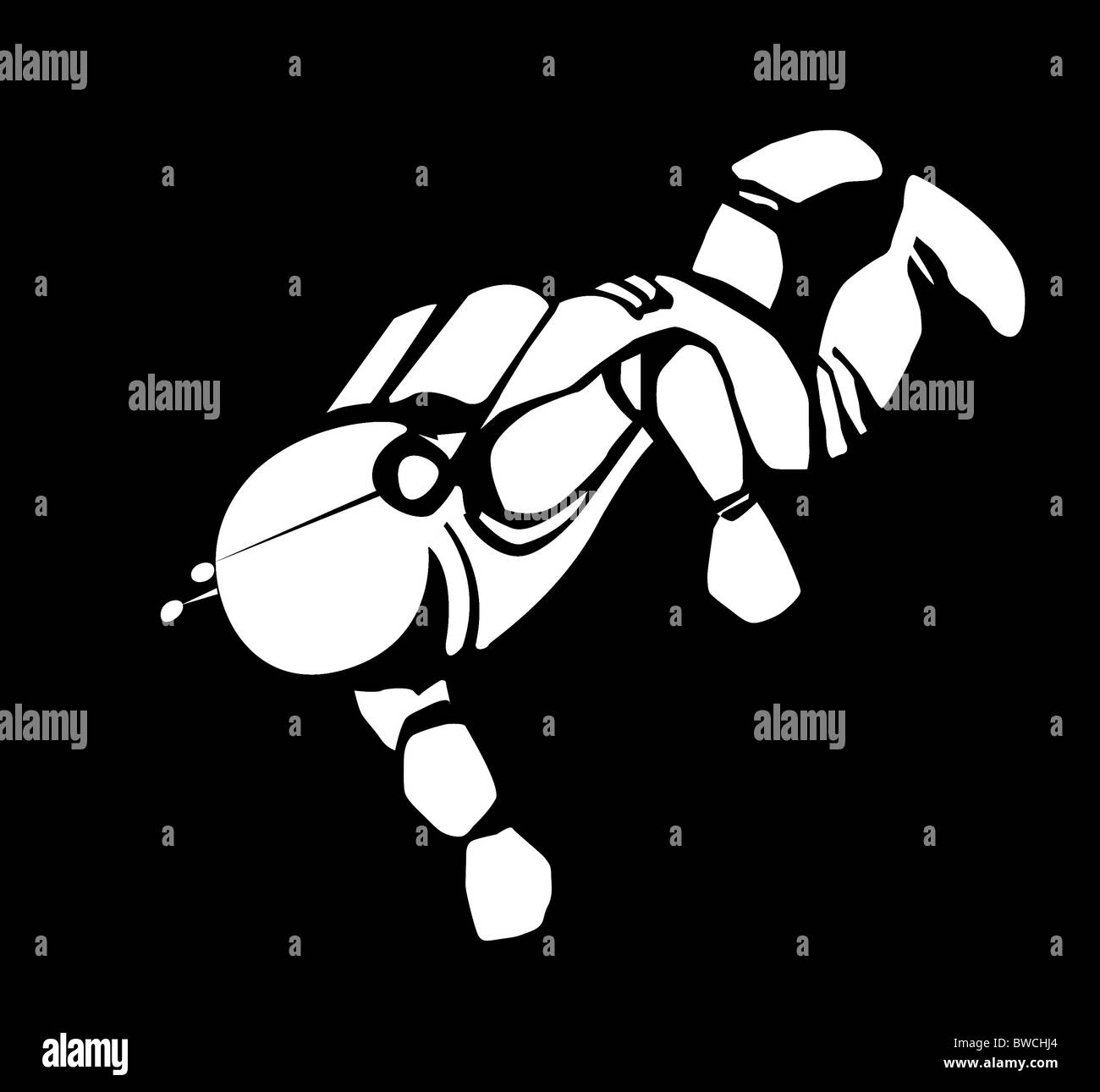 vector drawing of the spaceman on black background Stock Photo - Alamy