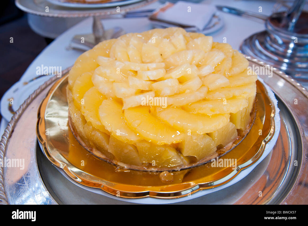 Fresh pineapple fruit cake Stock Photo