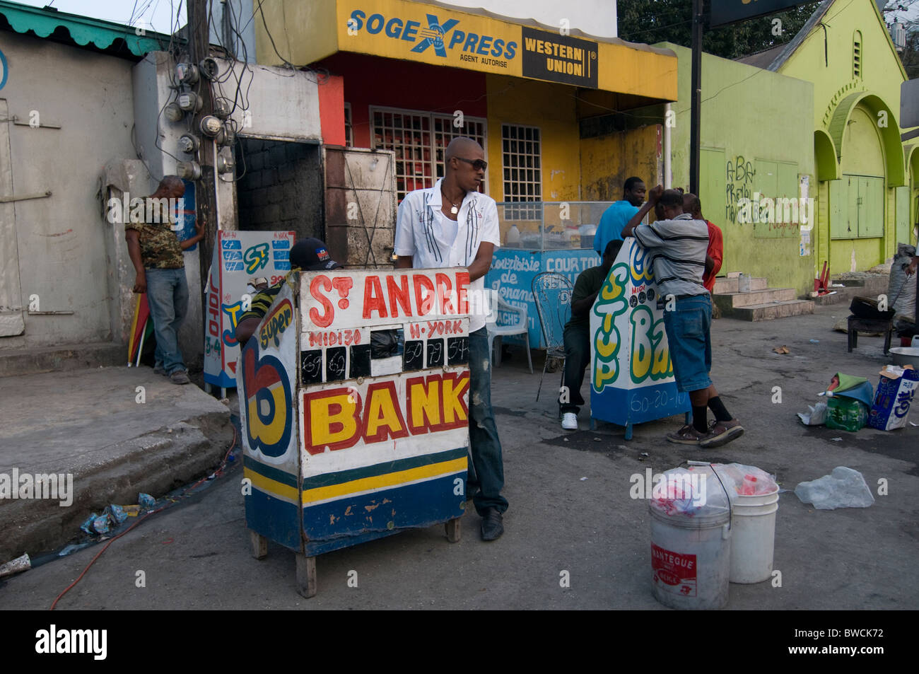 Money dealer mobile kiosk in Port au Prince Haiti Stock Photo Alamy