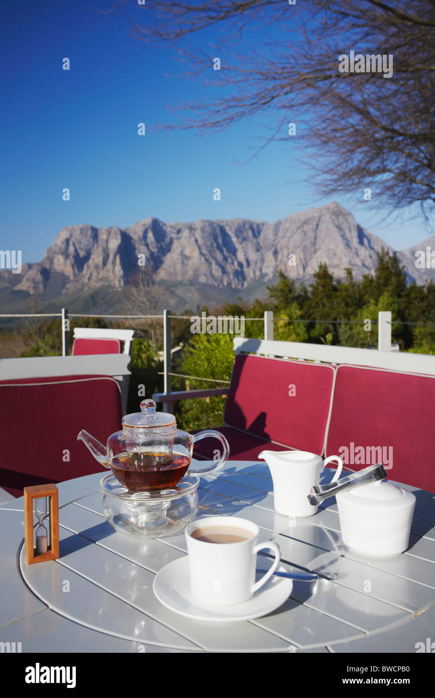 Afternoon tea in restaurant at Delaire Wine Estate, Stellenbosch