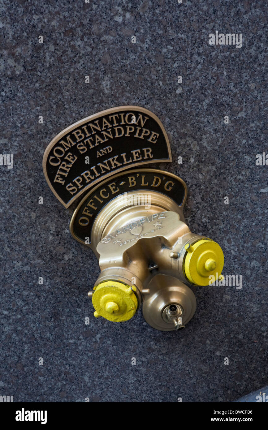 Detail of a New York City fire standpipe Stock Photo