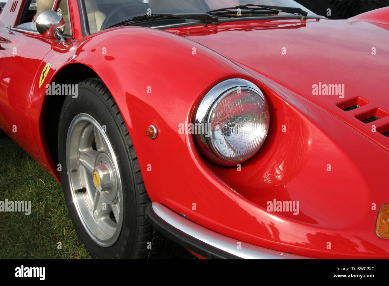 bright red ferrari sports car Stock Photo