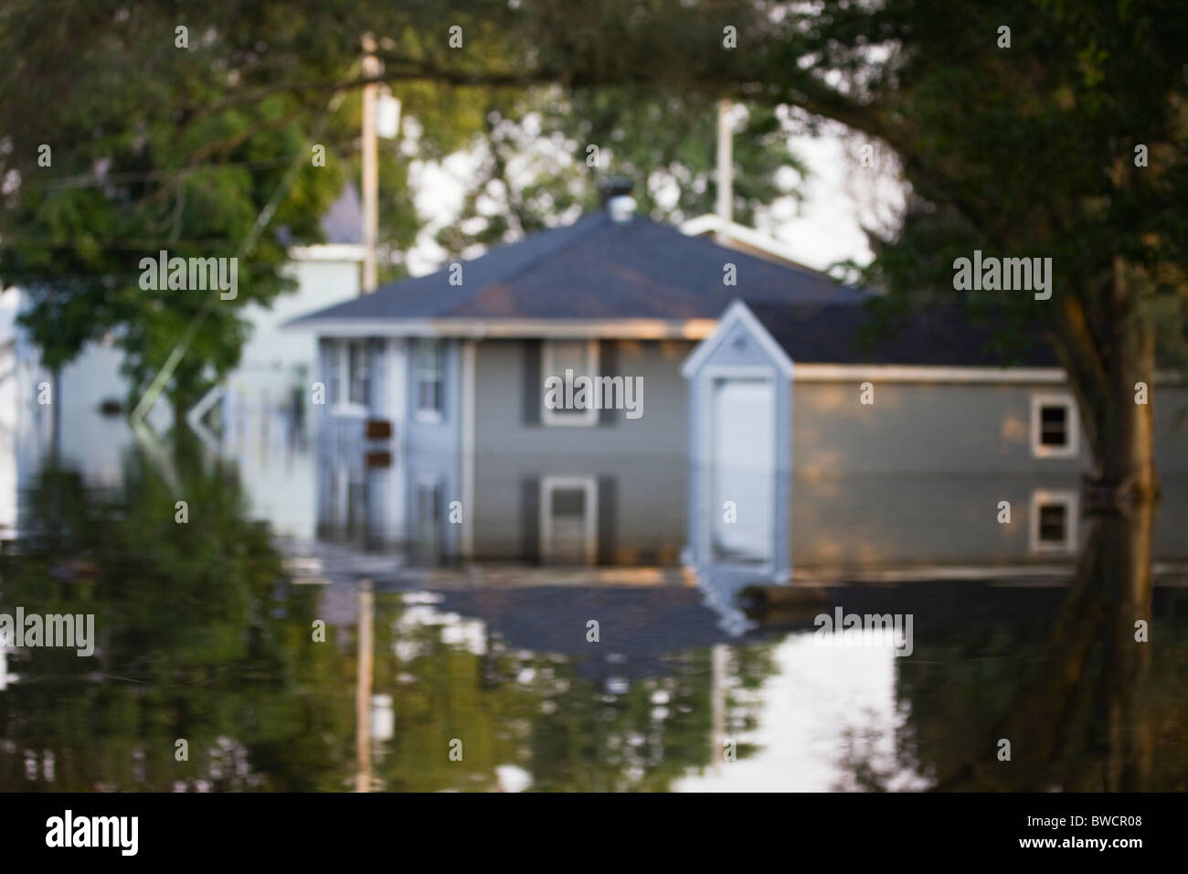 USA, Illinois, Chillicothe, Flooded house Stock Photo
