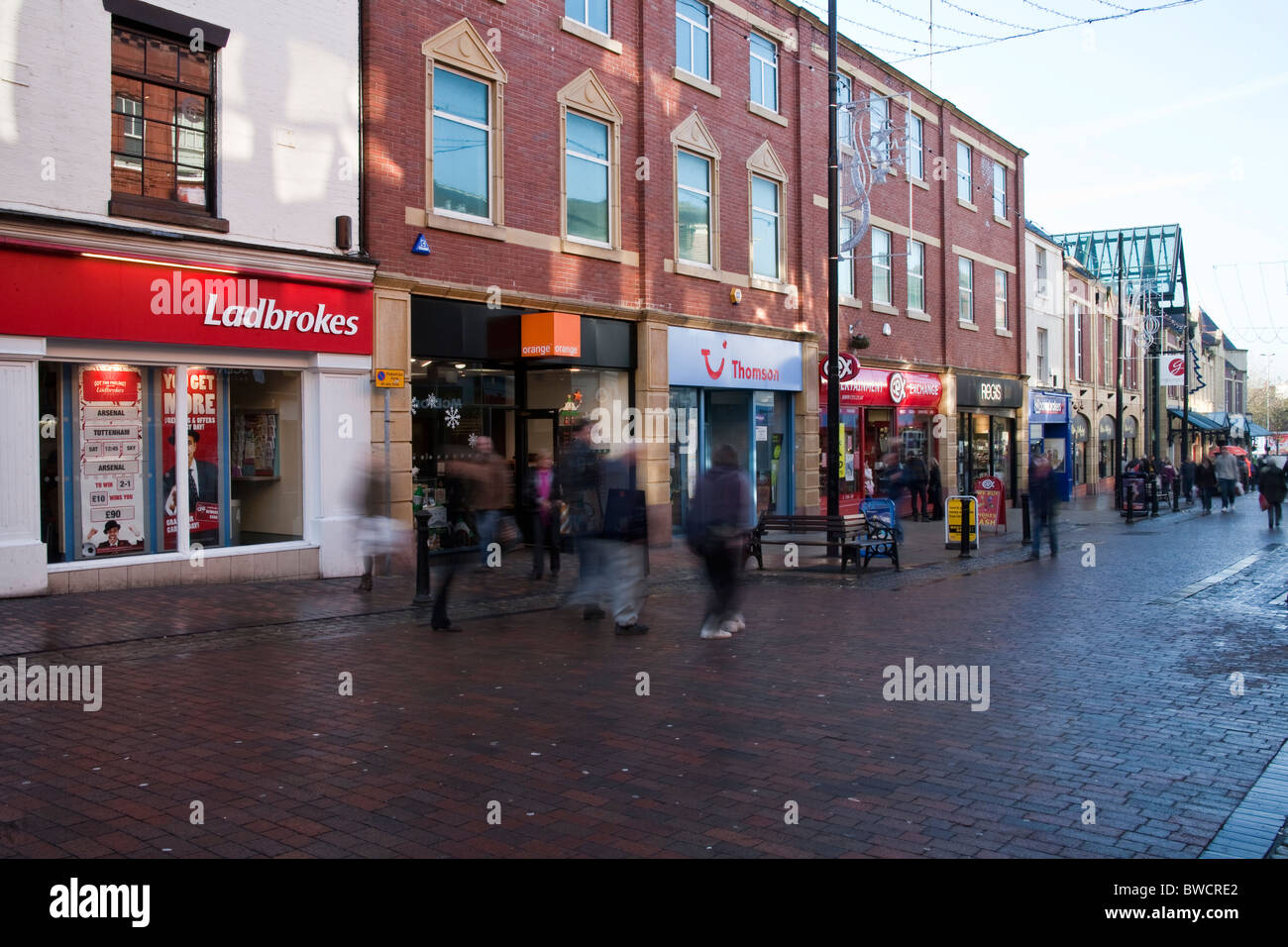 Busy Streets, Shops and Shoppers in Fishergate, in the Lancashire town