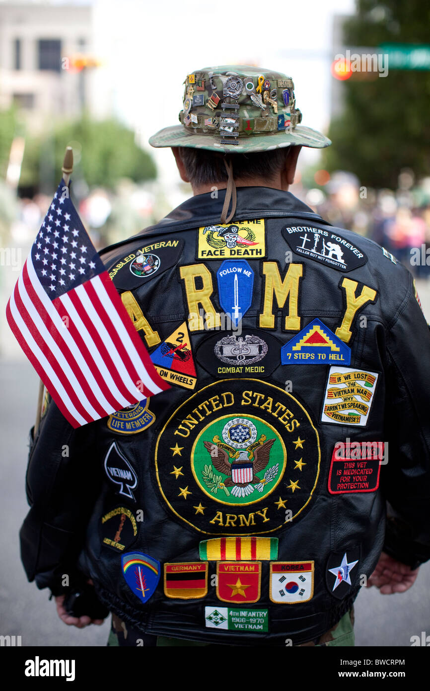 Veteran in the annual Veteran's Day parade up Congress Avenue in Austin, Texas Stock Photo