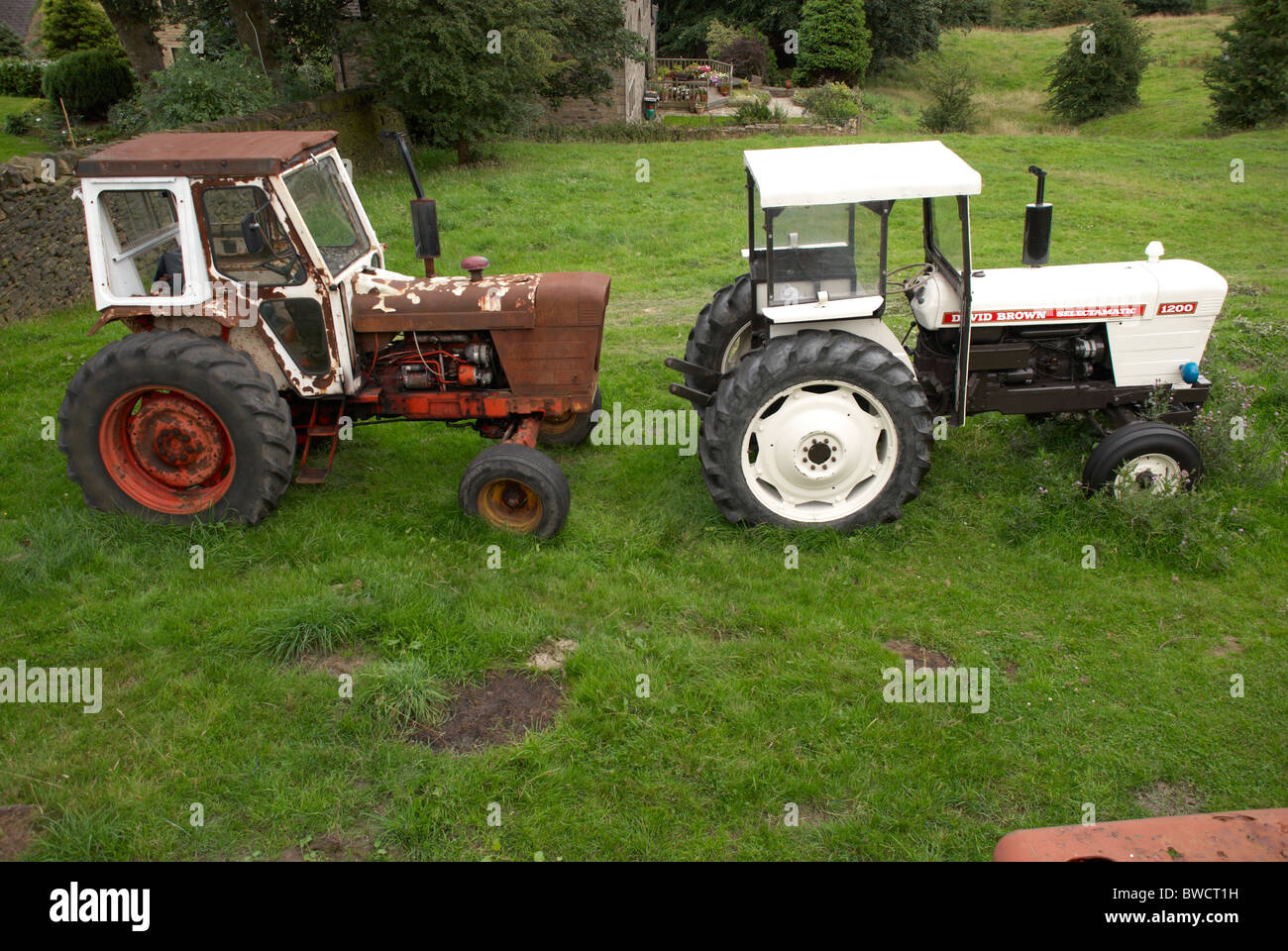 David Brown tractors in a farmers field. Stock Photo