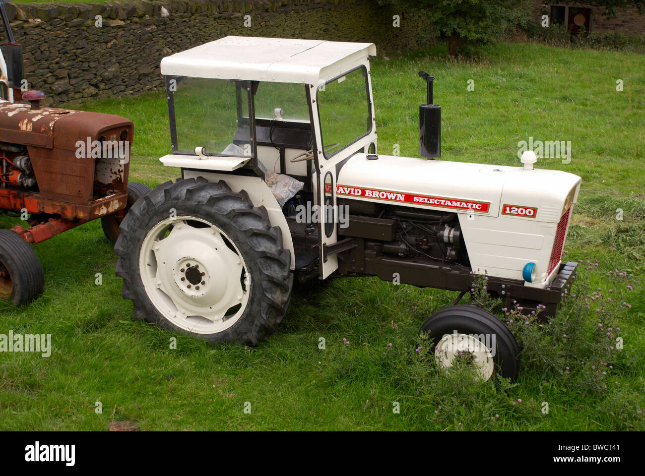 David Brown tractors in a farmers field. Stock Photo