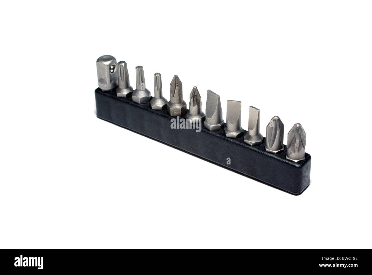 Collection of screwdriver bits isolated on white background Stock Photo Alamy