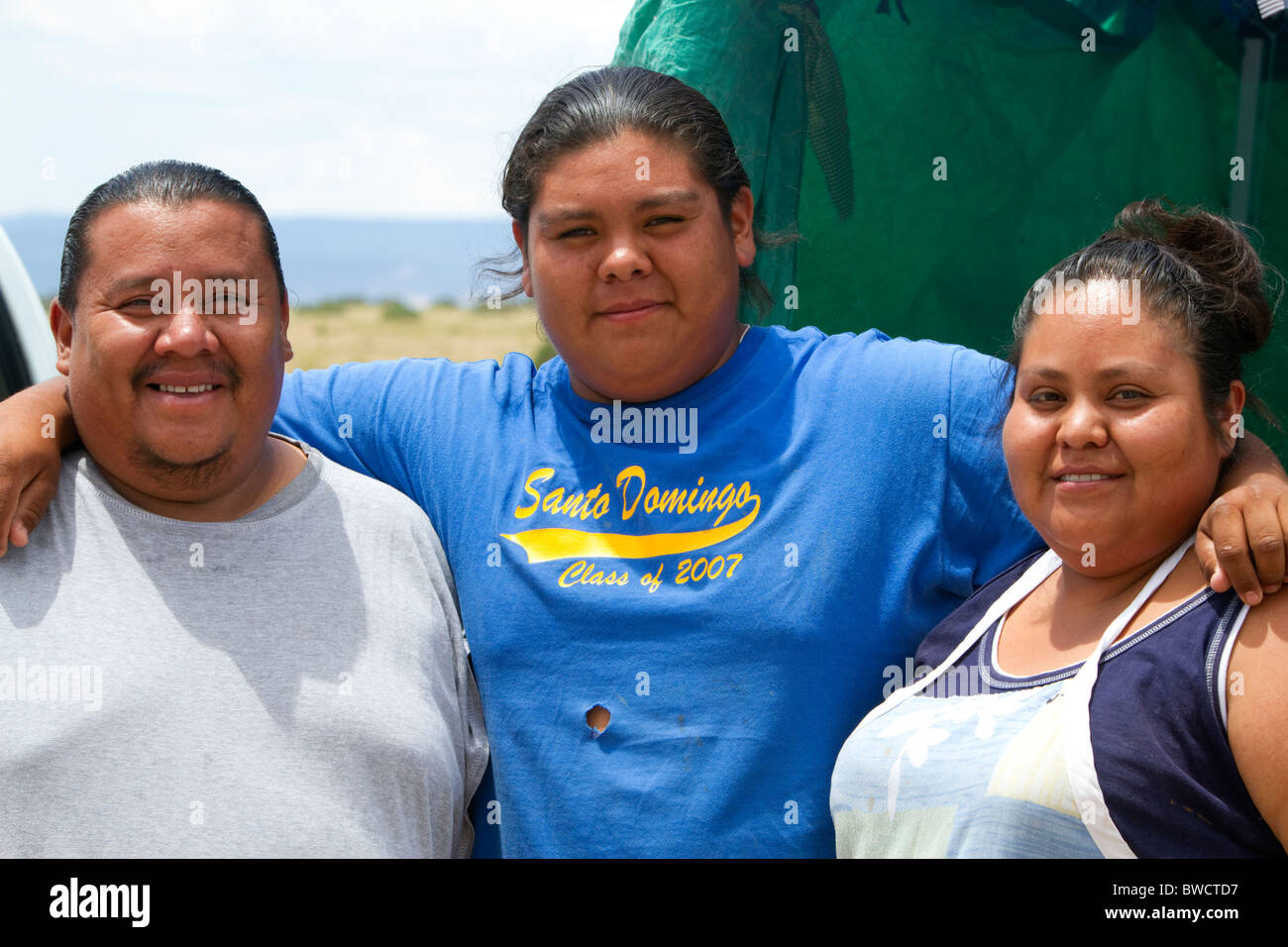 Native Pueblo family members at Santo Domingo Pueblo, New Mexico, USA. MR Stock Photo