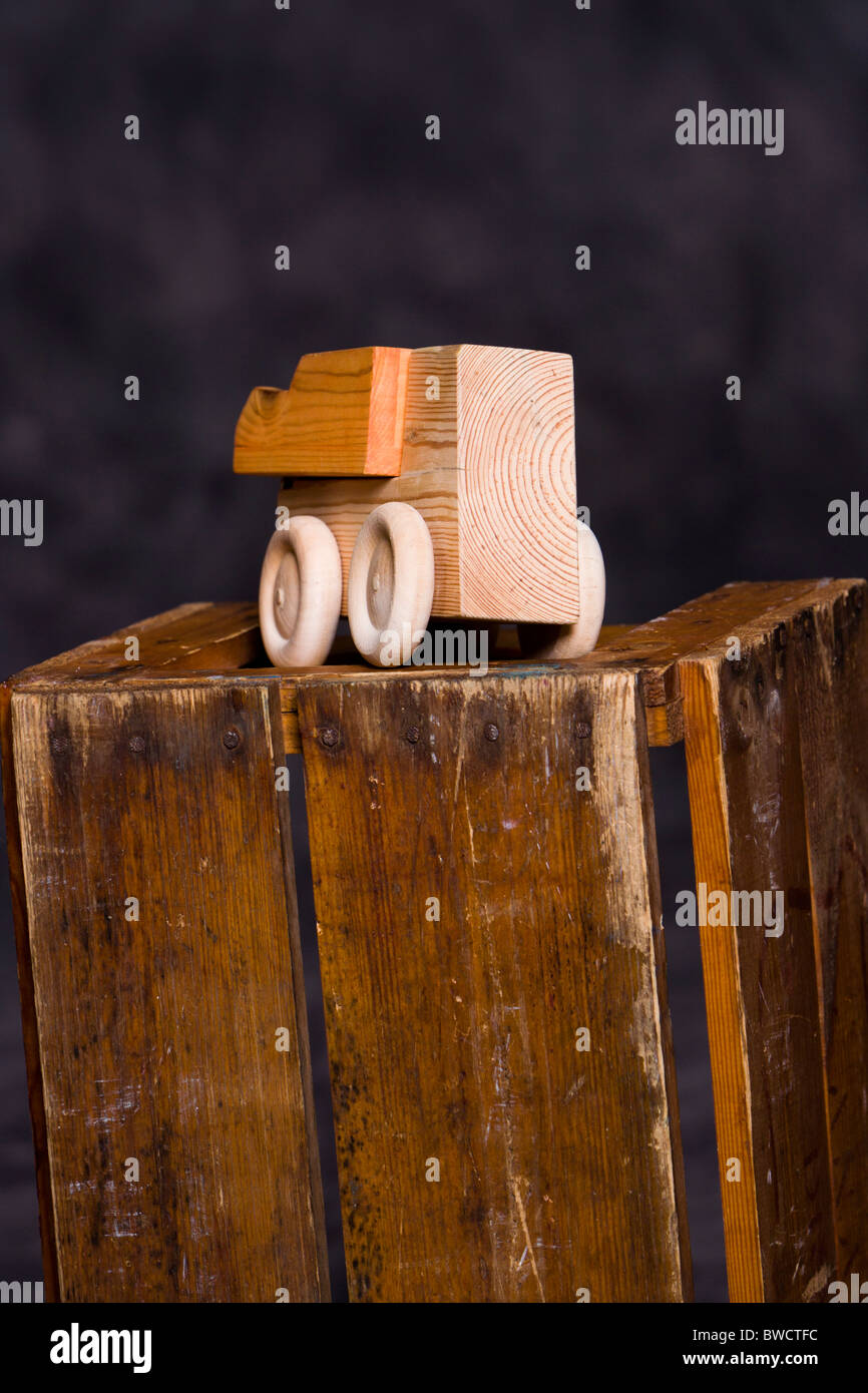 Wooden toy car. Stock Photo