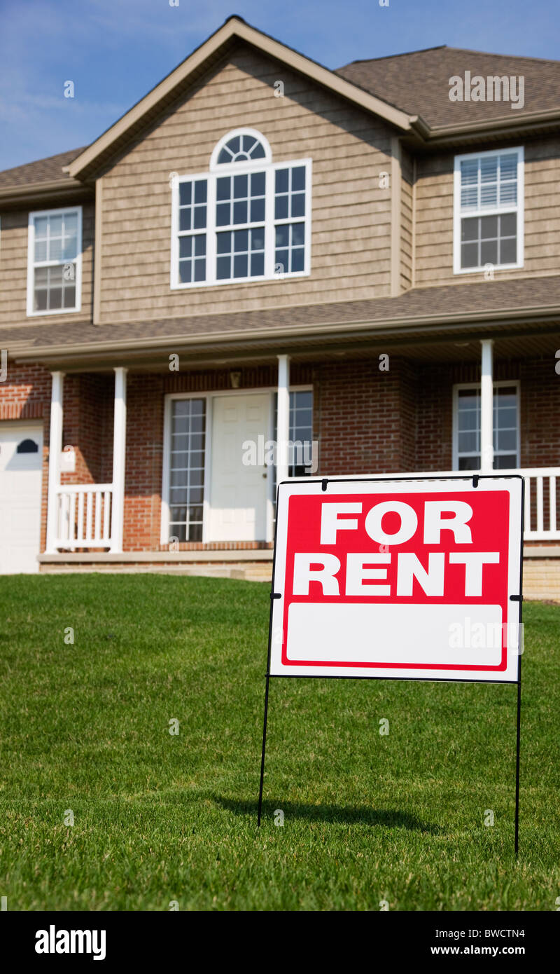 USA, Illinois, Metamora, For rent sign in front of house Stock Photo