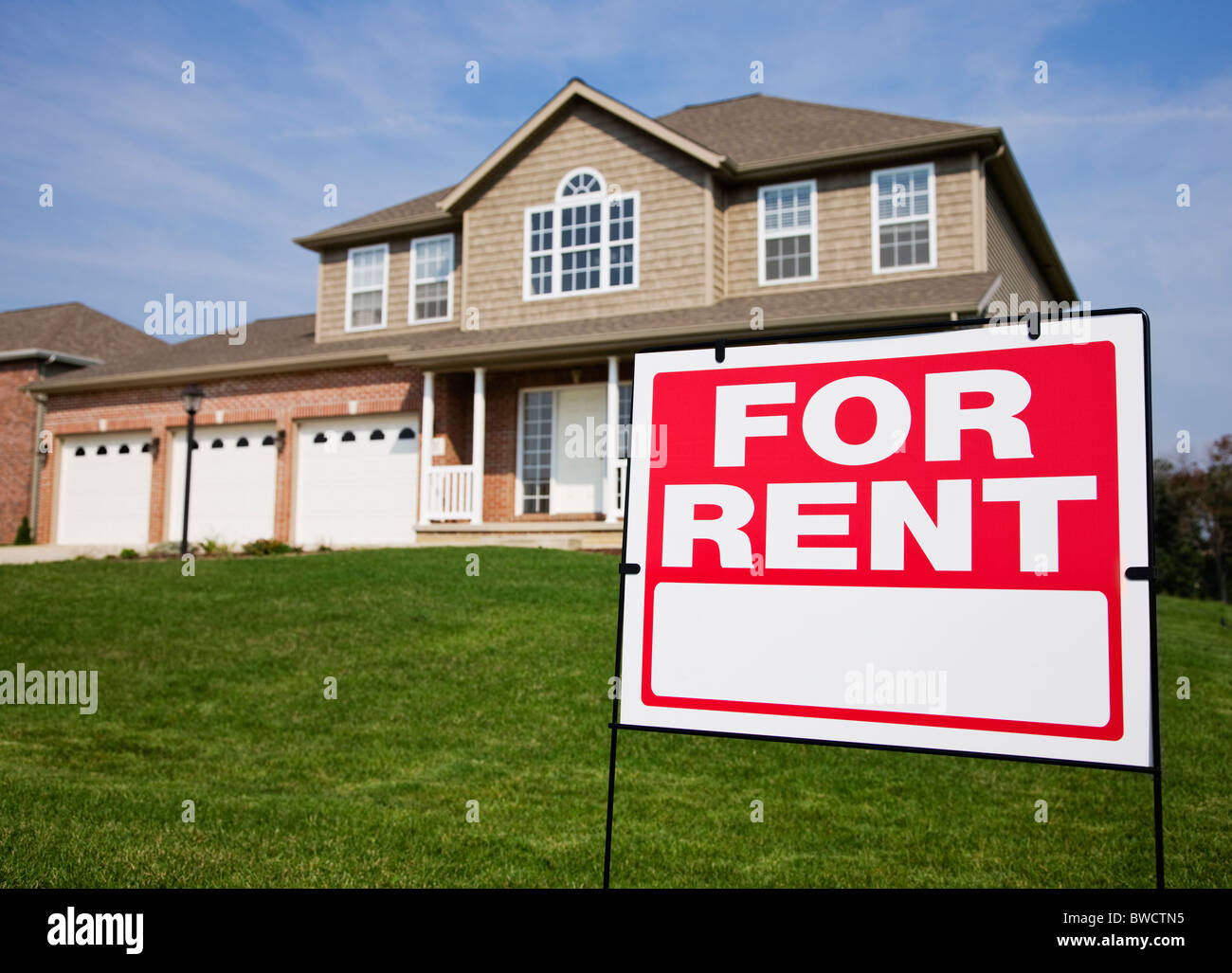USA, Illinois, Metamora, For rent sign in front of house Stock Photo