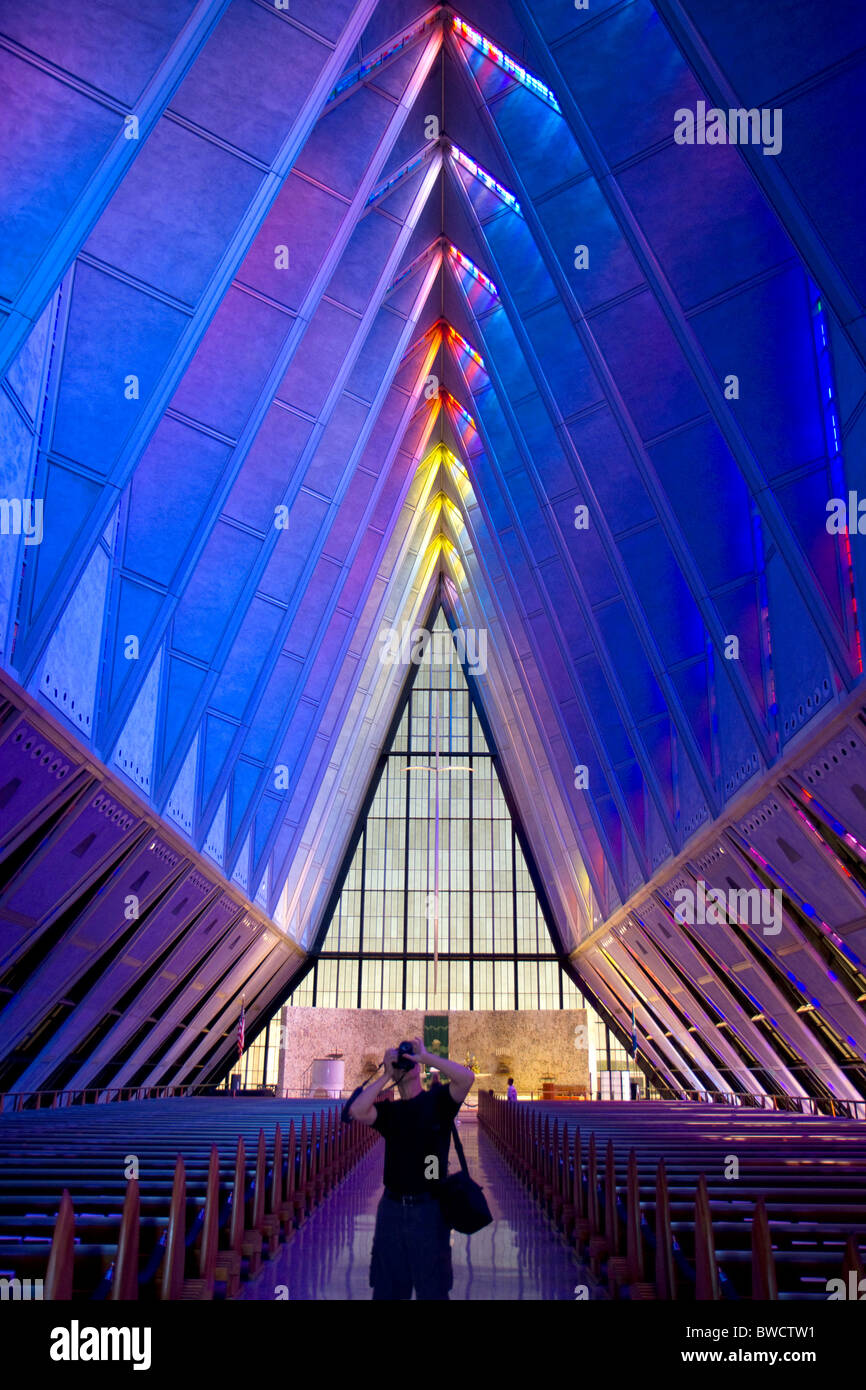 Interior of the Cadet Chapel at the Air Force Academy in Colorado ...