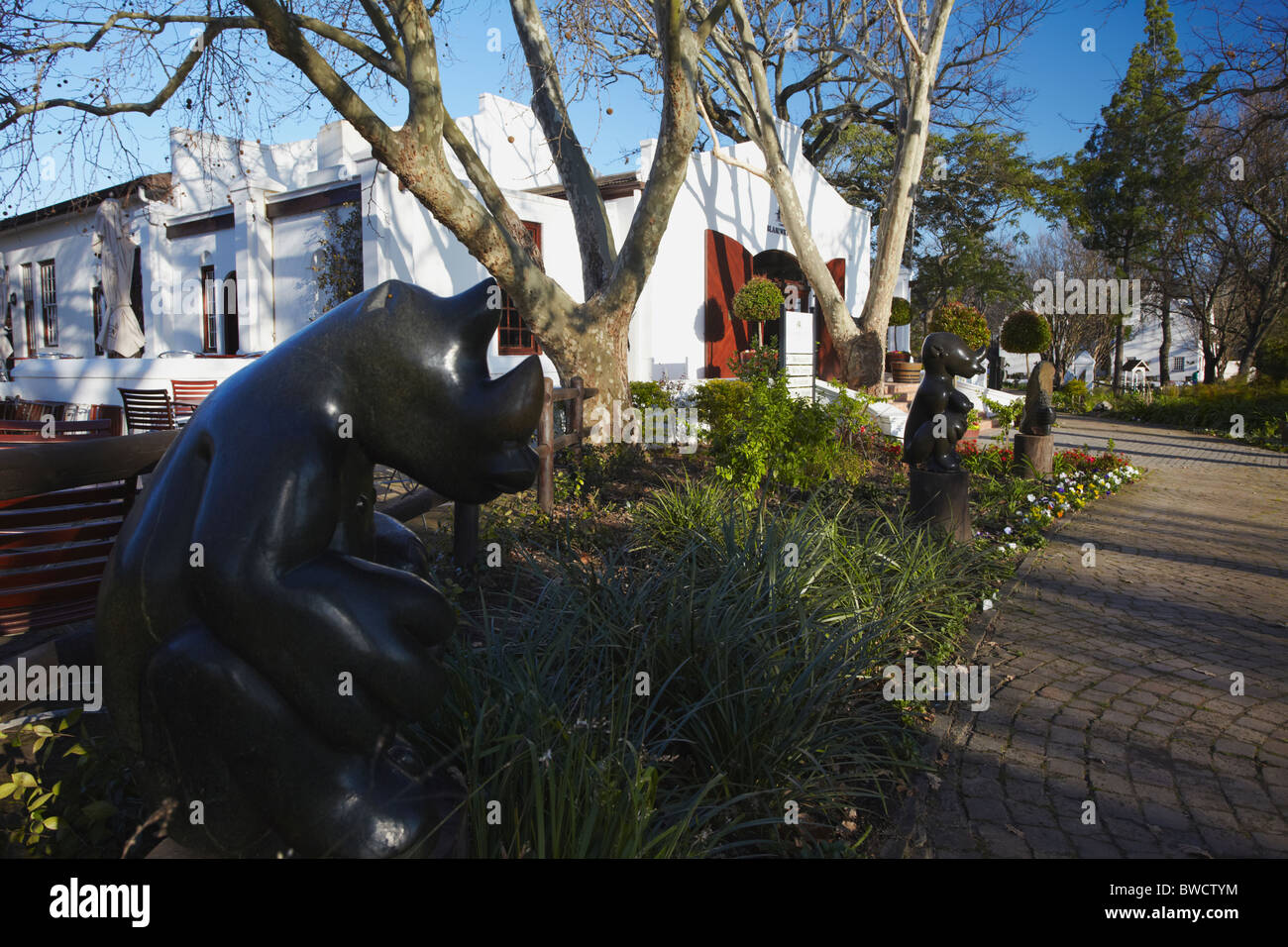 Sculptures in grounds of Blaauwklippen Wine Estate, Stellenbosch, Western Cape, South Africa  Stock Photo