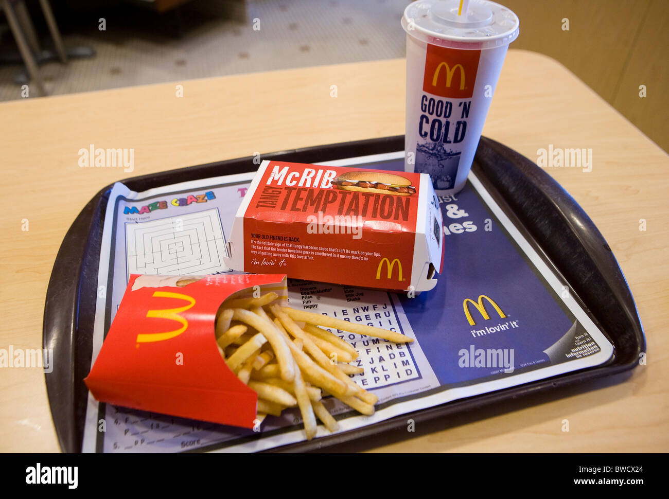 A McDonald's McRib sandwich.  Stock Photo