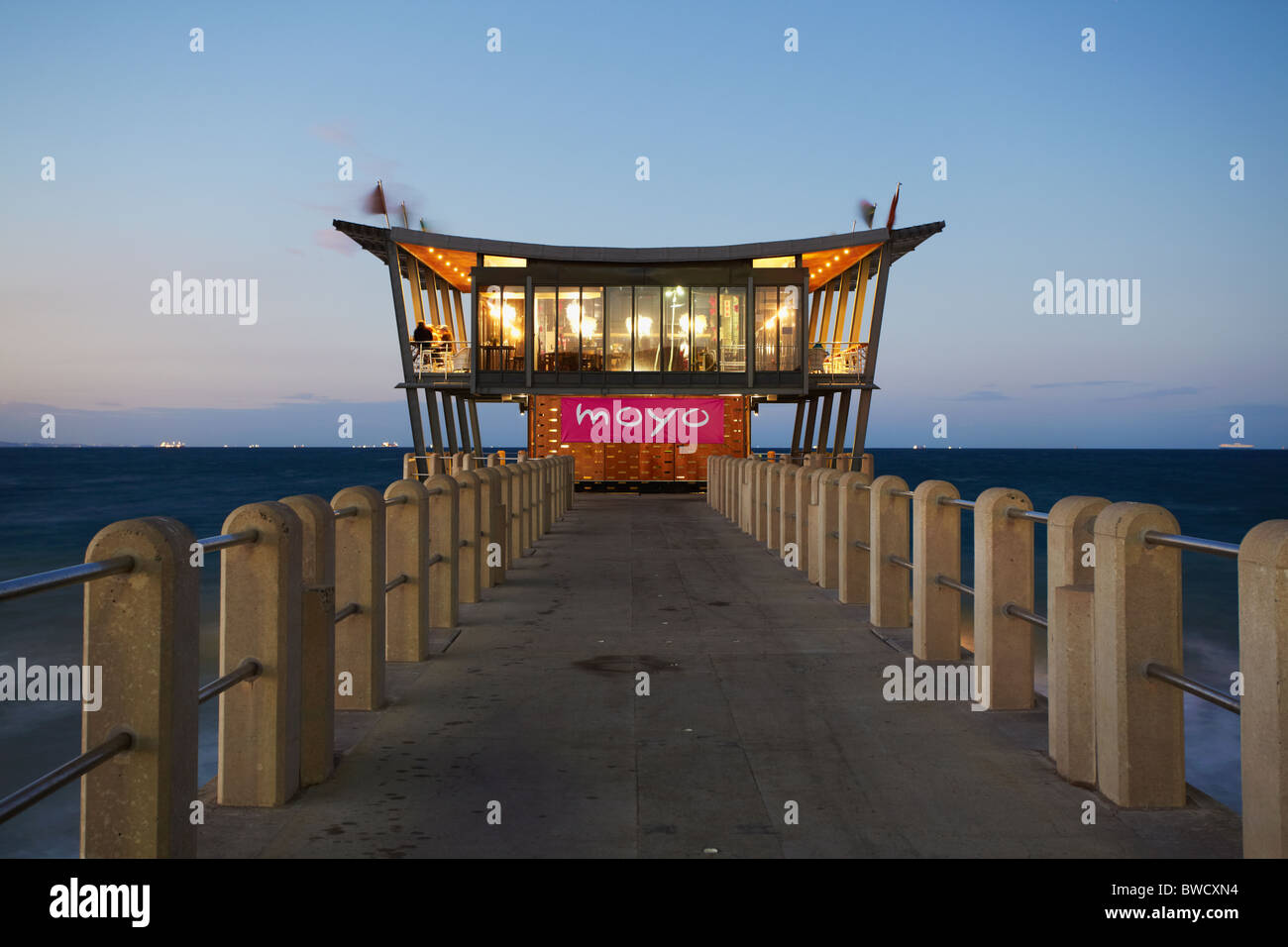 Moyo restaurant on Addington Beach pier, Durban, KwaZulu-Natal, South Africa Stock Photo