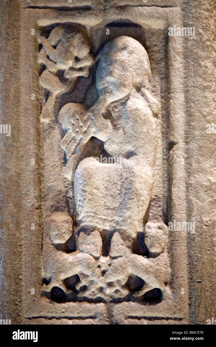 High Cross (9 century), Museum, Clonmacnoise, Offaly county, Ireland Stock Photo
