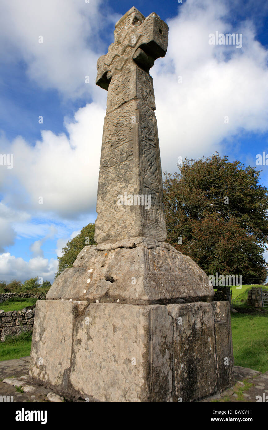 High Cross of St. Tola (12 century), The Burren, Dysert O'Dea, Clare county, Ireland Stock Photo