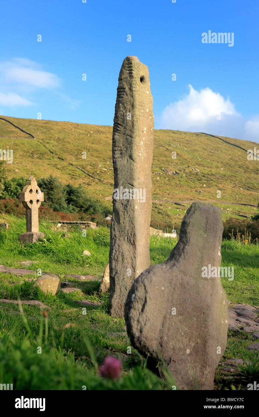 Kilmalkedar church (12th century), Dingle peninsula, Kerry county, Ireland Stock Photo