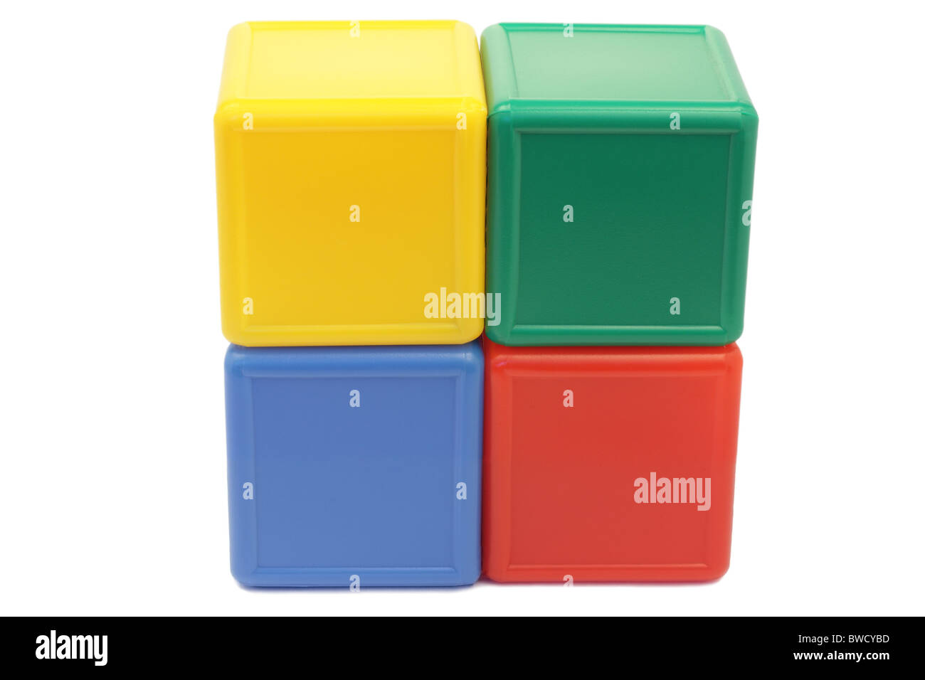Colored childrens cubes on a white background Stock Photo