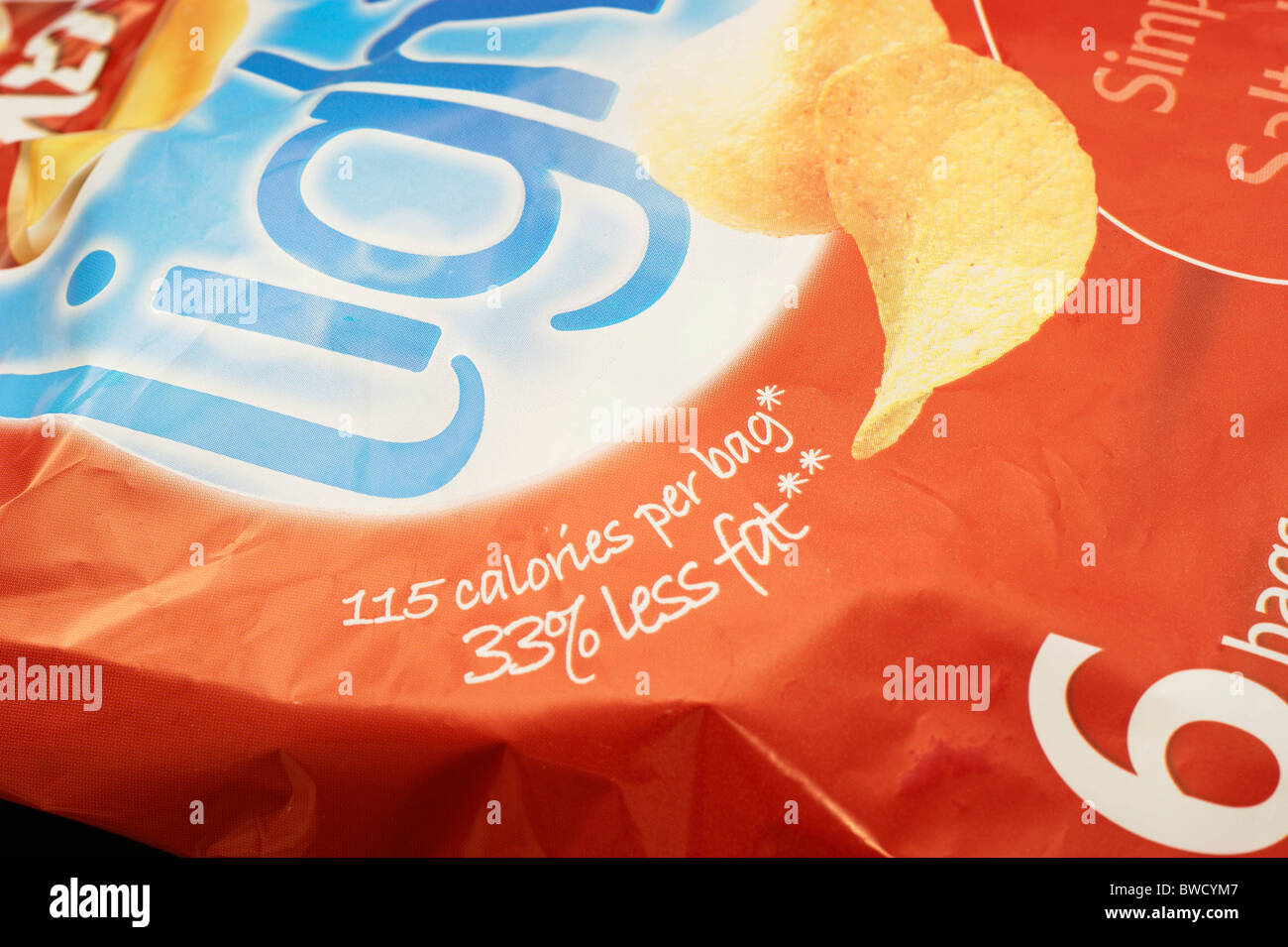 packet of crisps with nutritional information relating to calories