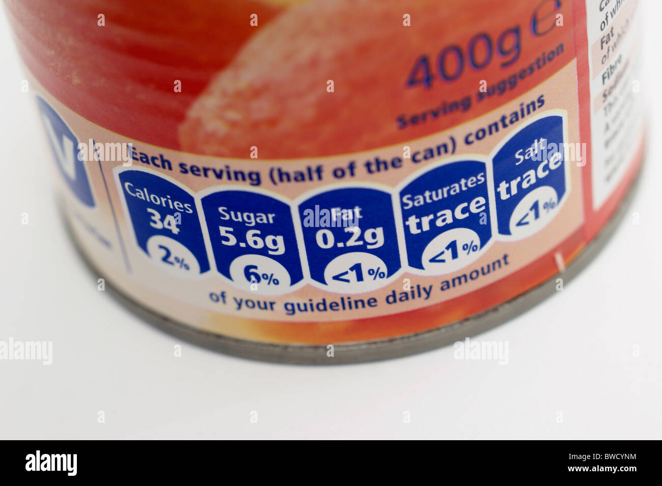 nutritional information values content on a tin of tomatoes Stock Photo Alamy