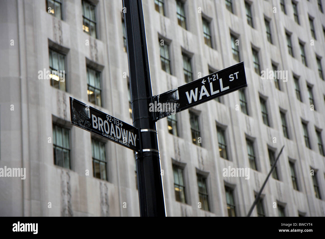 New York Wall street and Broadway signs Stock Photo Alamy