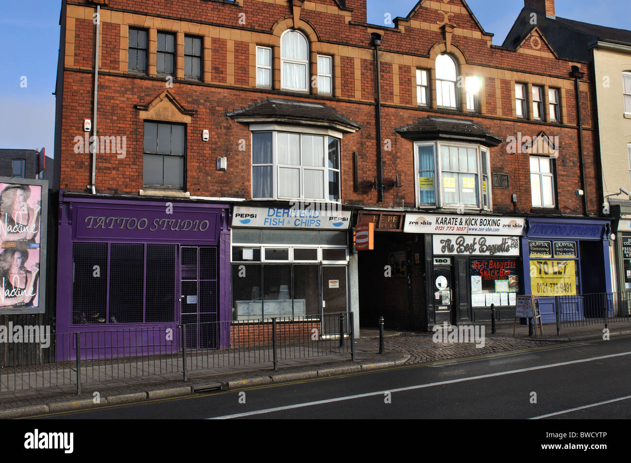 Shops in Deritend High Street, Digbeth, Birmingham, England, UK Stock